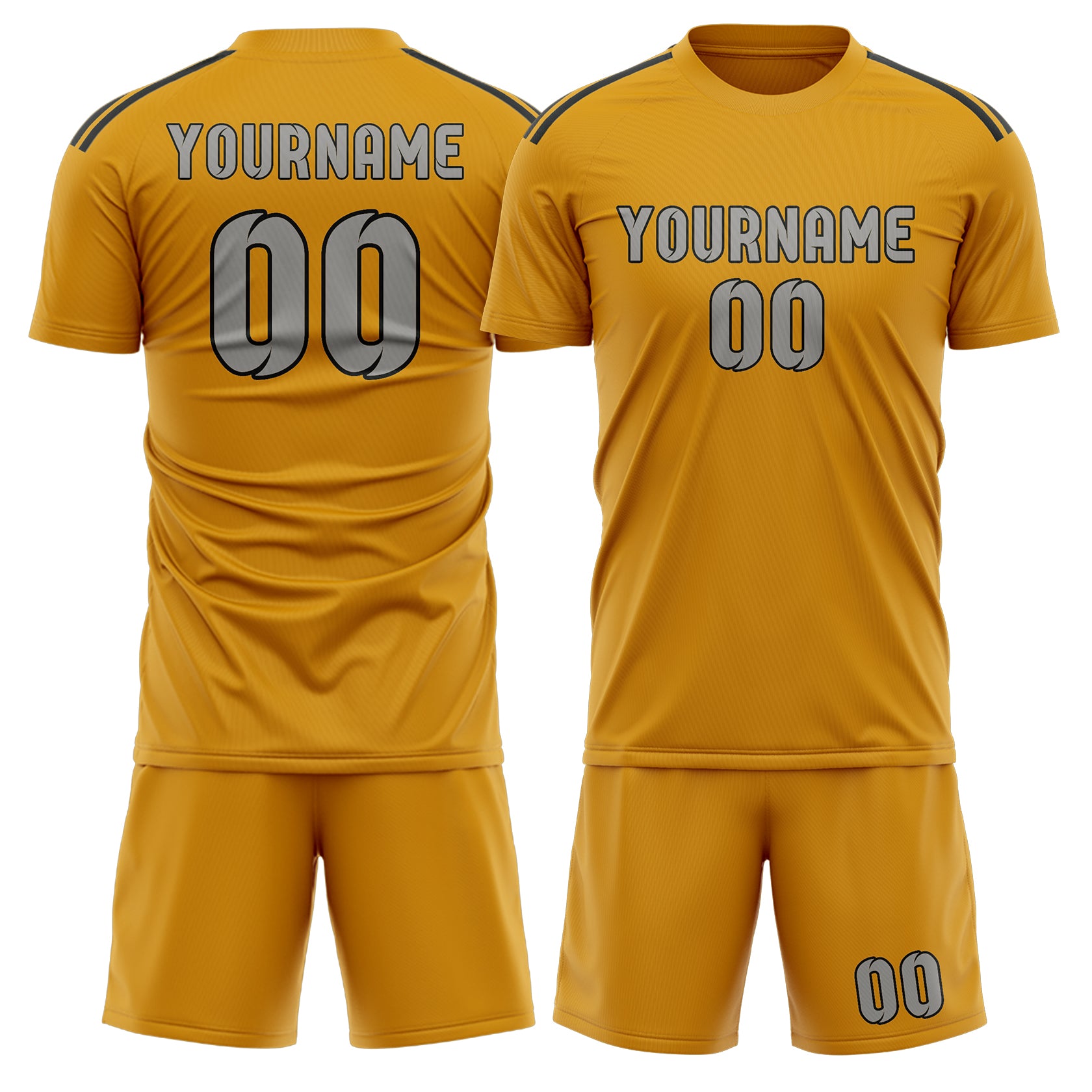 Maßgeschneidertes Professionelles Gelb Grau Fußballtrikot-Set