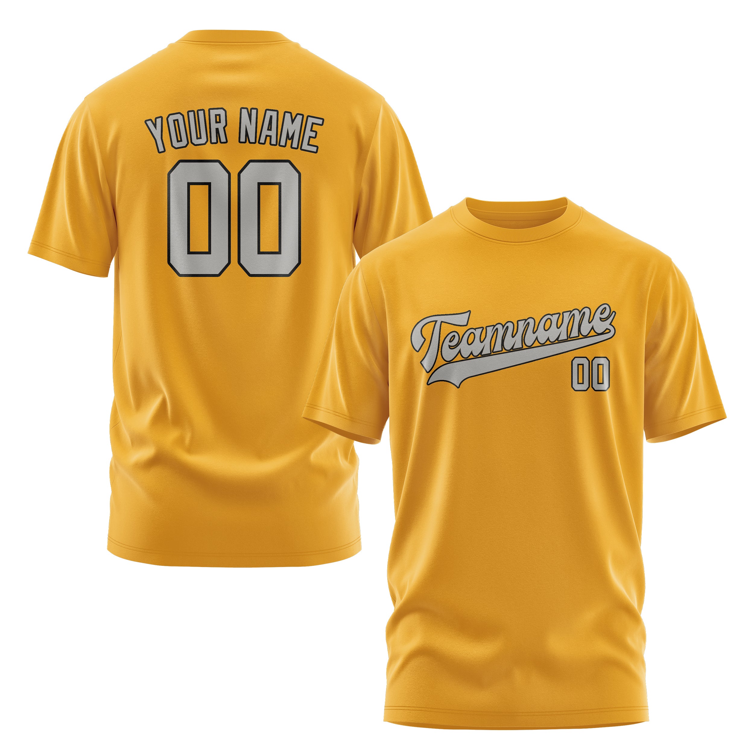 Maßgeschneidertes Gelb Grau T-Shirt
