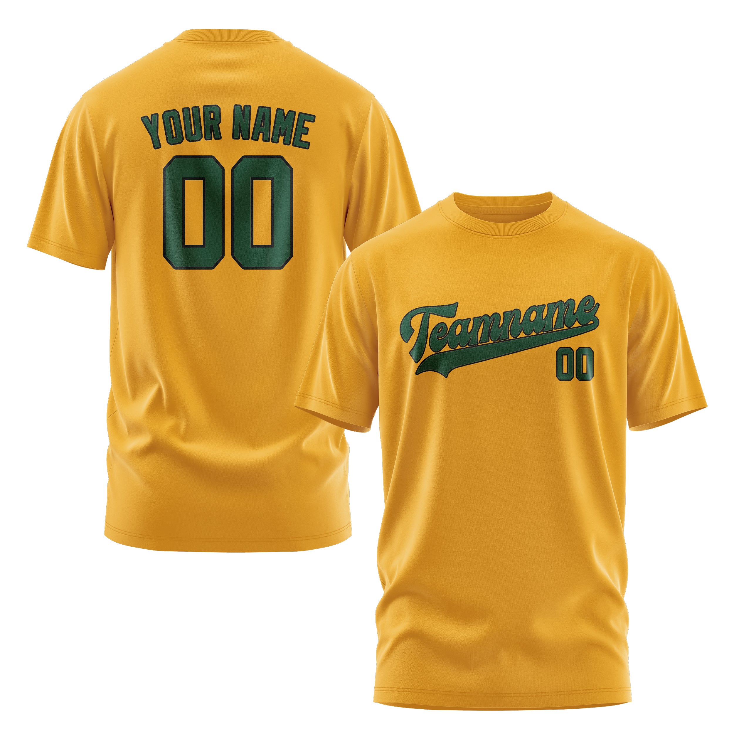 Maßgeschneidertes Gelb Moosgrün T-Shirt