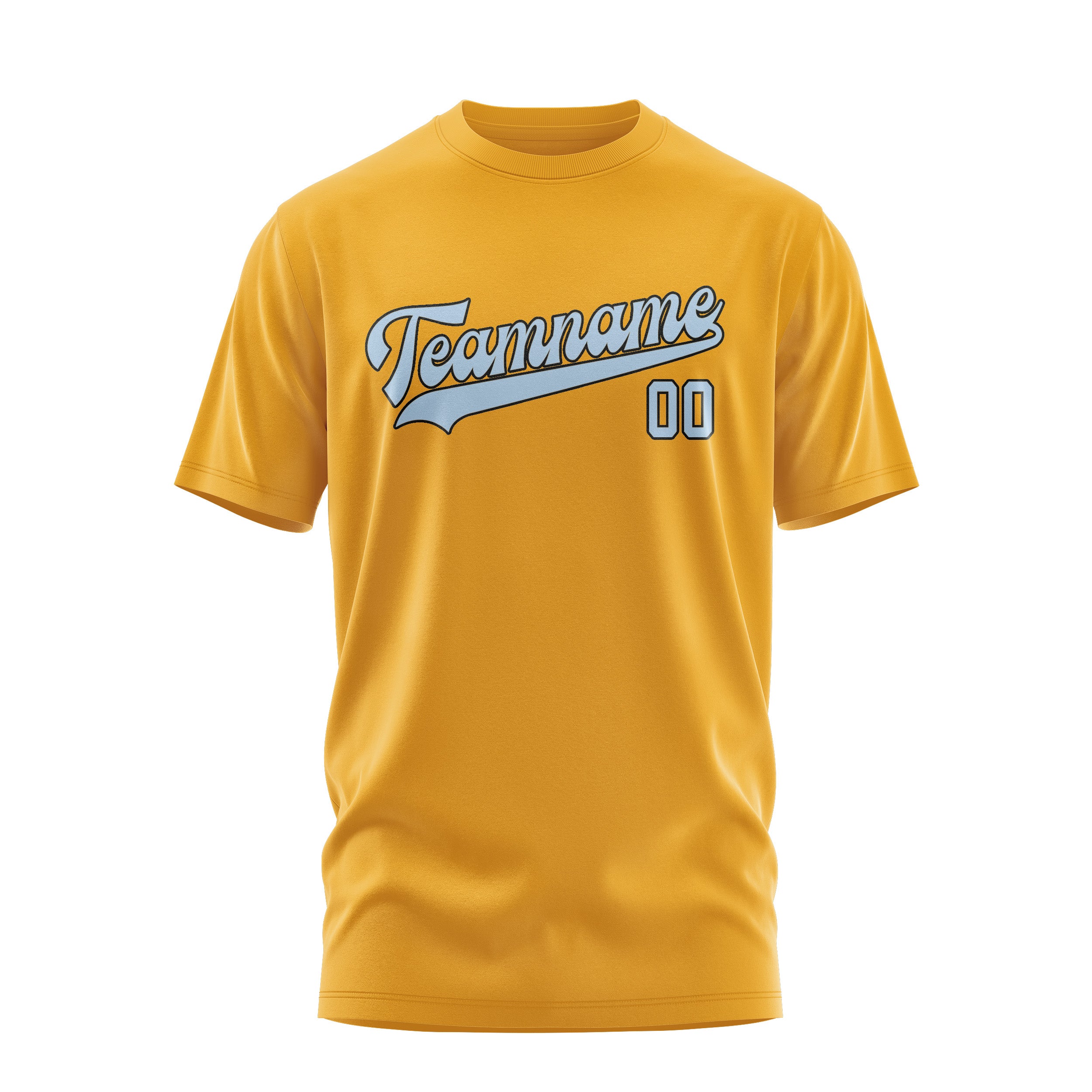 Maßgeschneidertes Gelb Hellblau T-Shirt