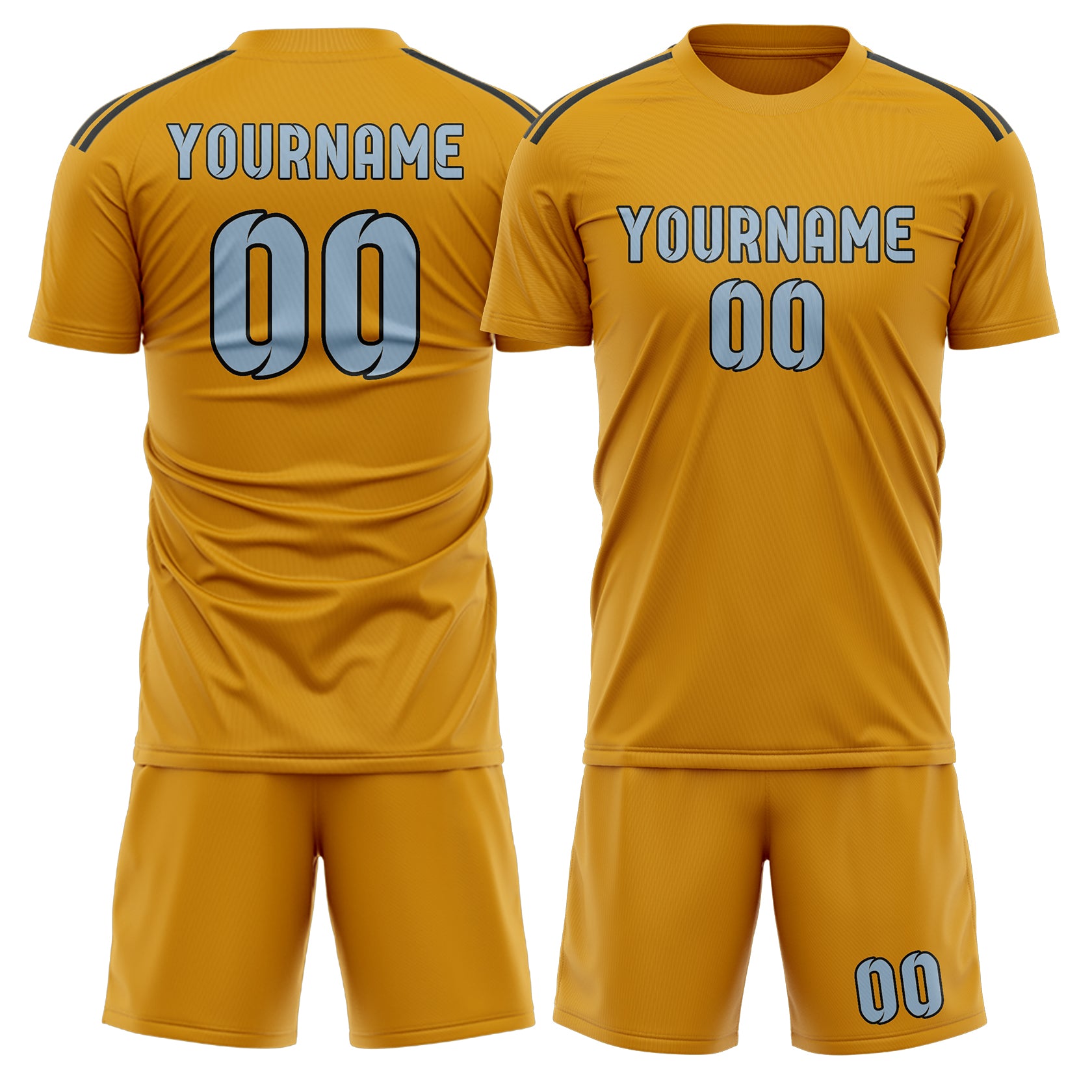 Maßgeschneidertes Professionelles Gelb Hellblau Fußballtrikot-Set