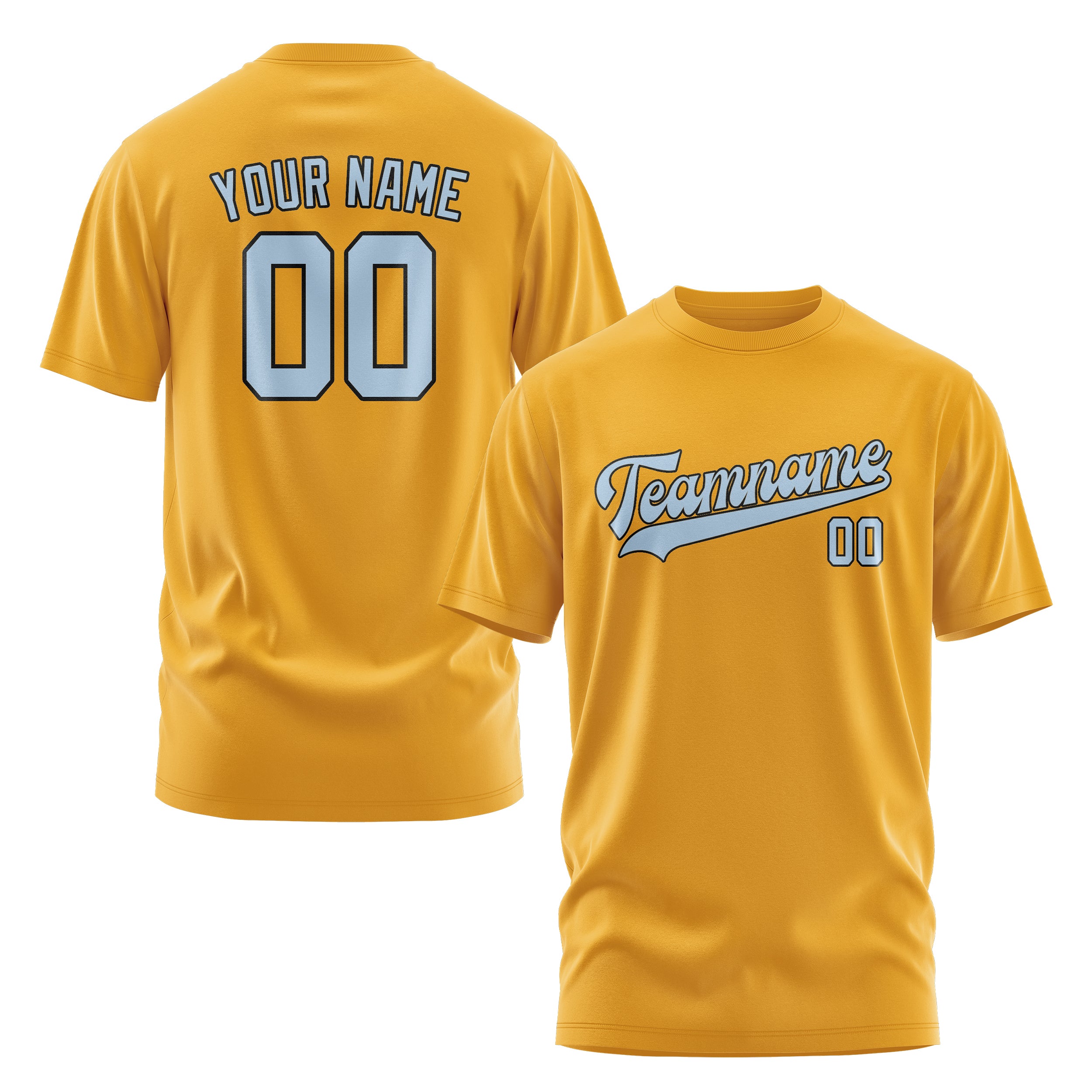 Maßgeschneidertes Gelb Hellblau T-Shirt