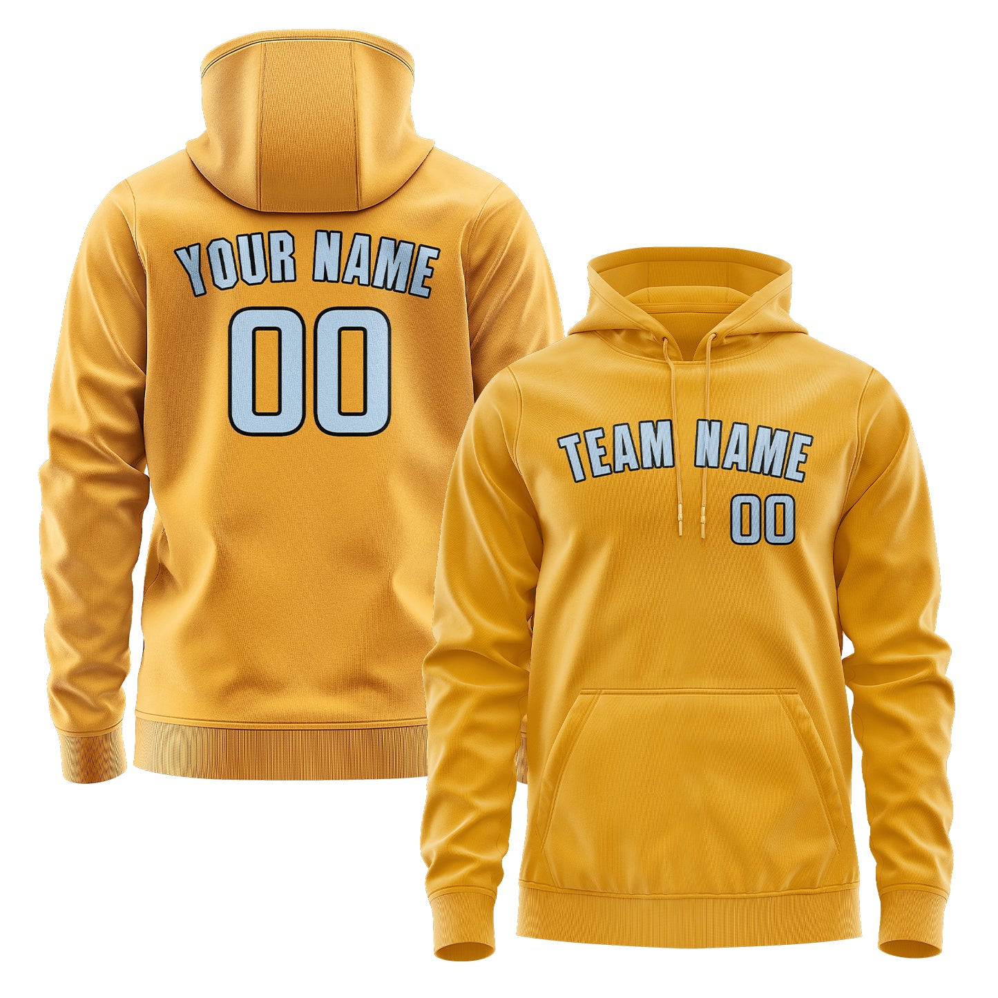 Maßgeschneidertes Gelb Hellblau Hoodie