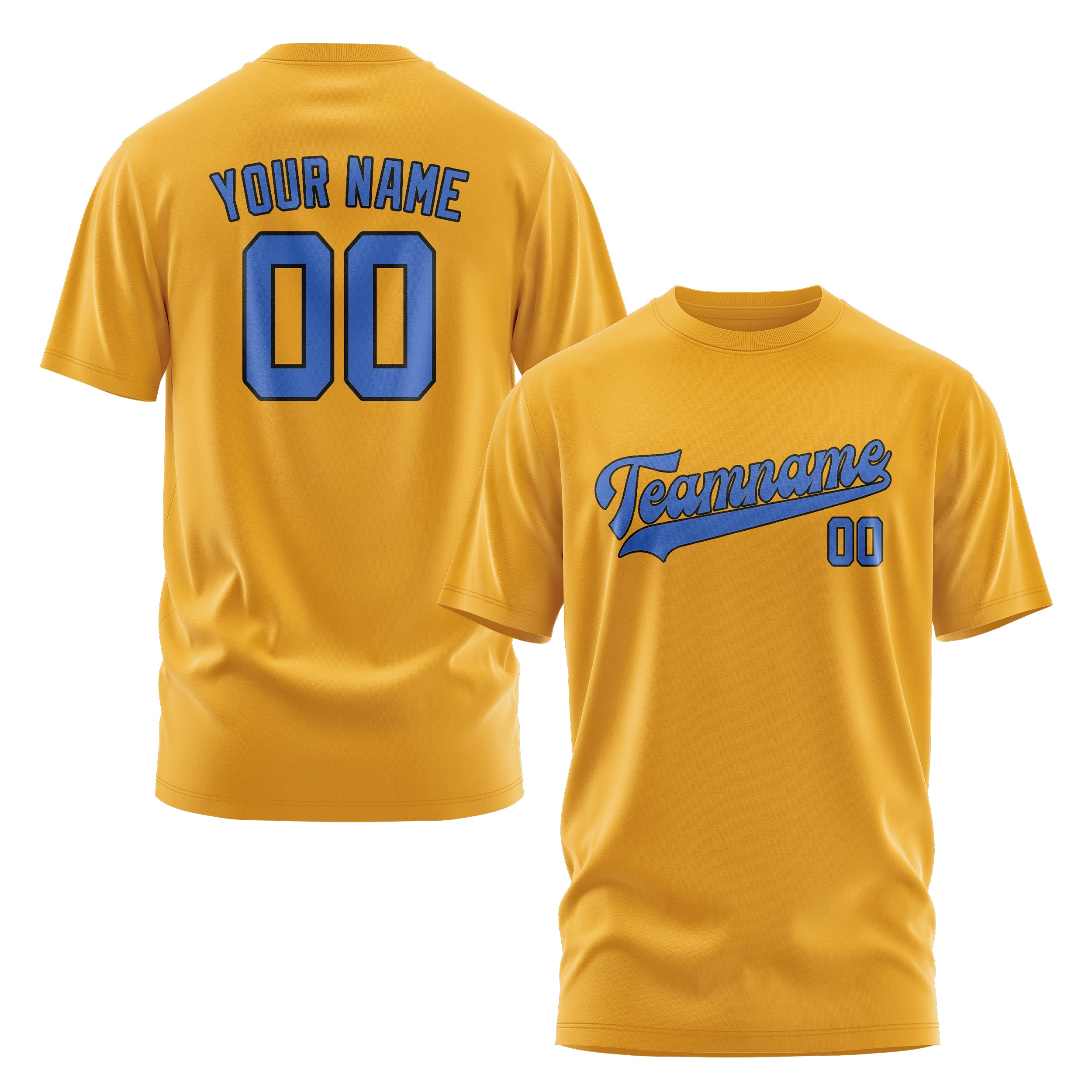 Maßgeschneidertes Gelb Himmelblau T-Shirt