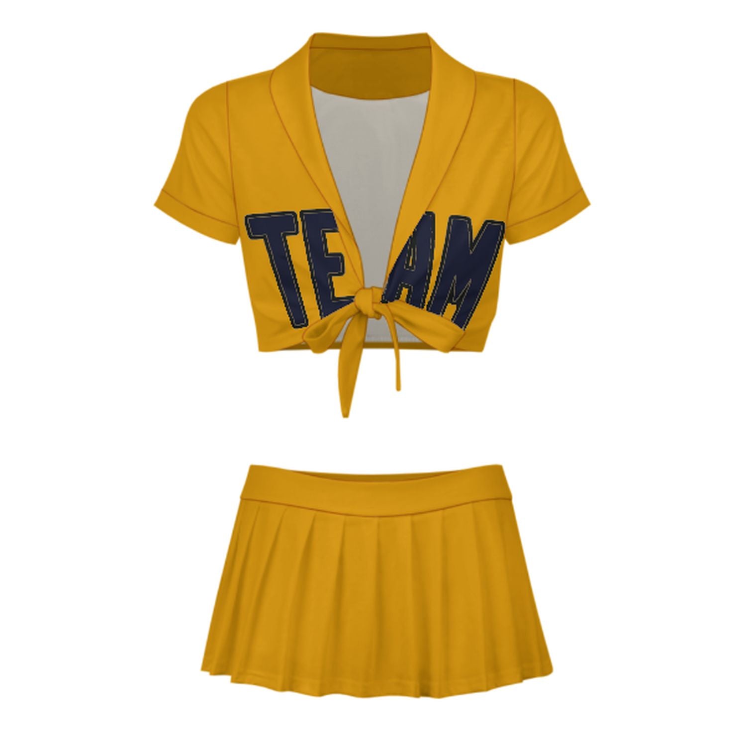 Maßgeschneidertes Gelb Stahlblau Cheerleader Outfit Set