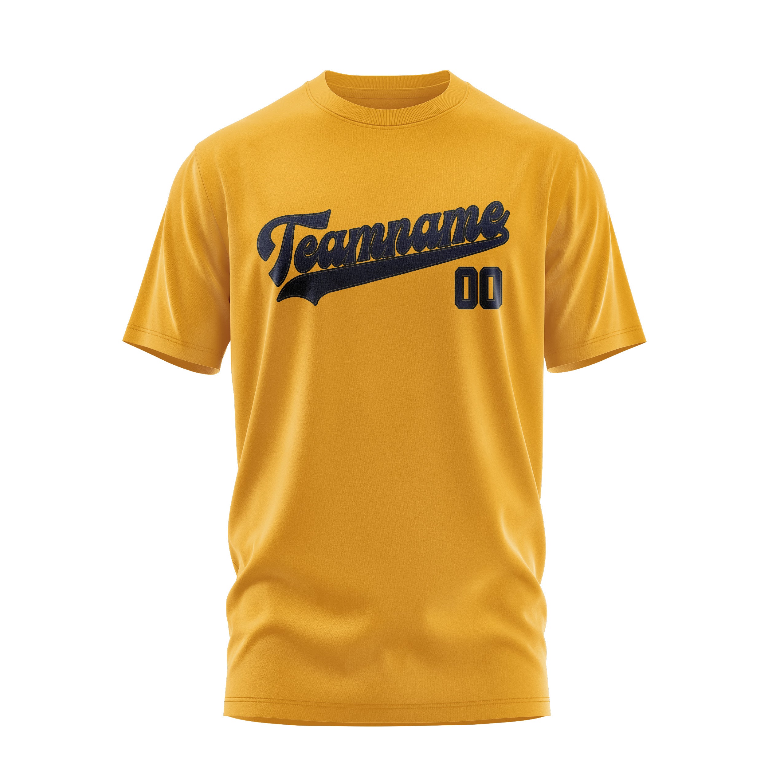 Maßgeschneidertes Gelb Stahlblau T-Shirt