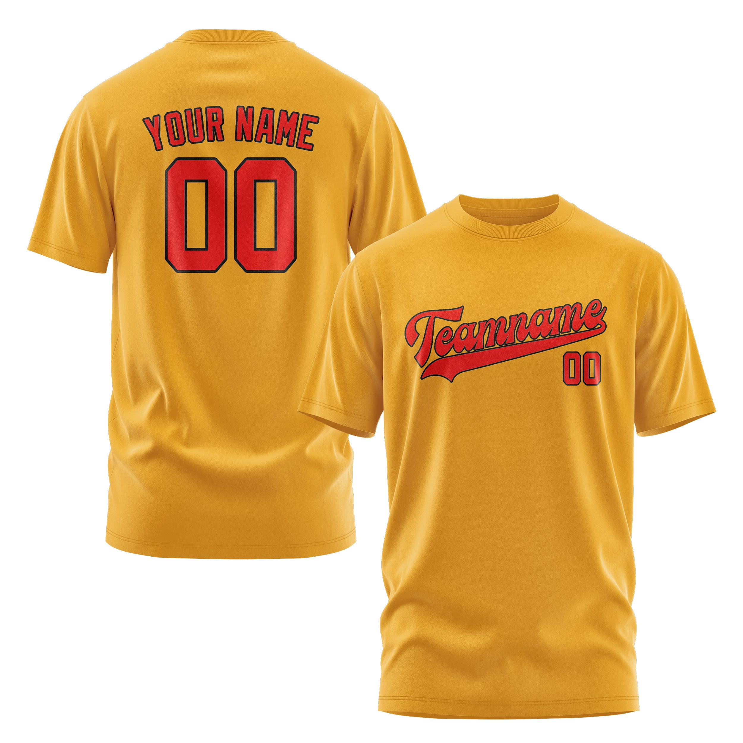 Maßgeschneidertes Gelb Orangerot T-Shirt