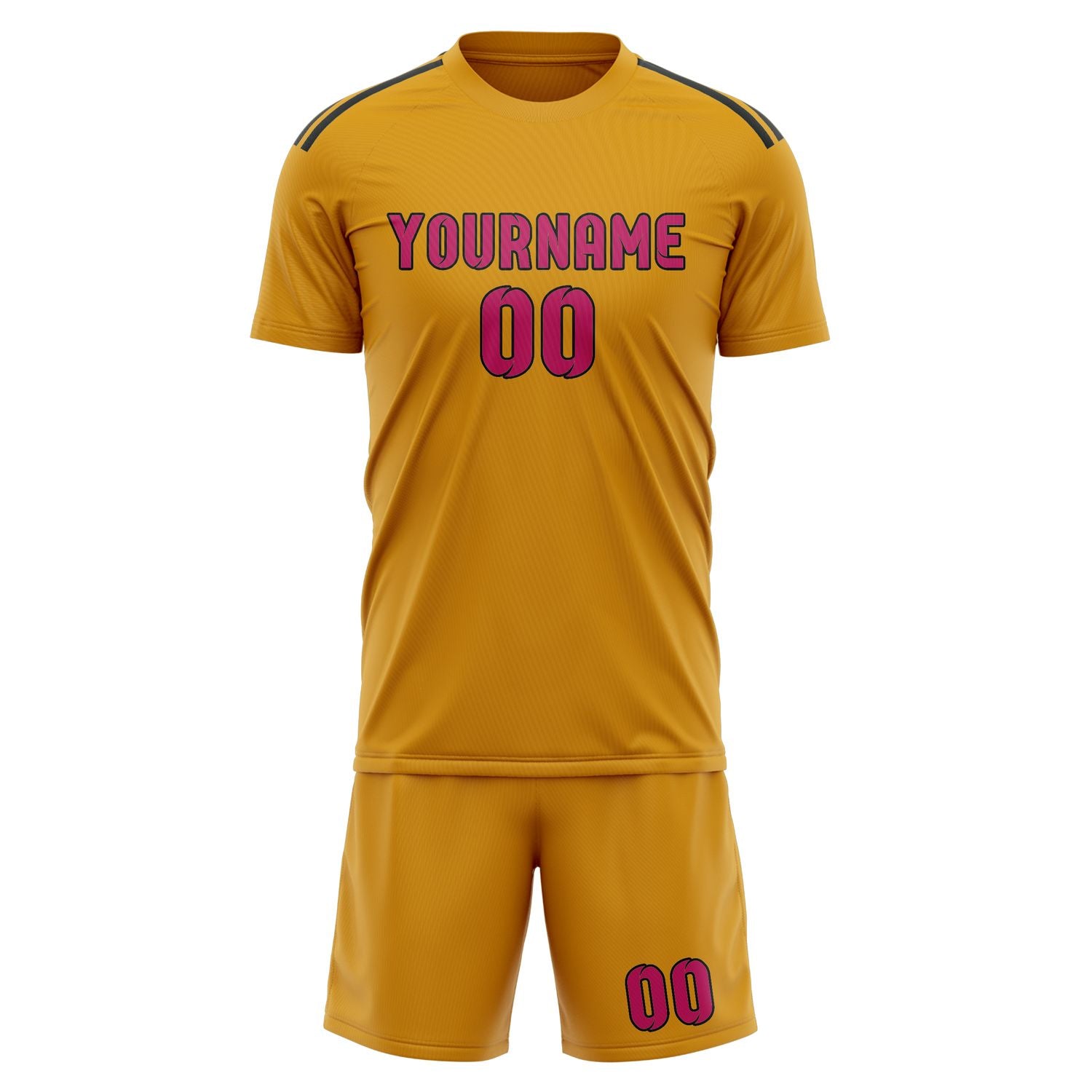 Maßgeschneidertes Professionelles Gelb Rosarot Fußballtrikot-Set