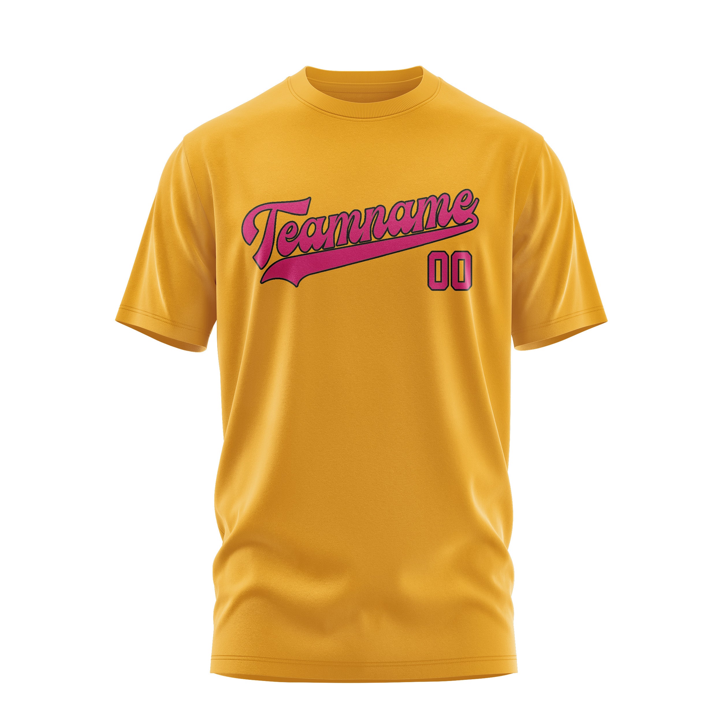 Maßgeschneidertes Gelb Rosarot T-Shirt