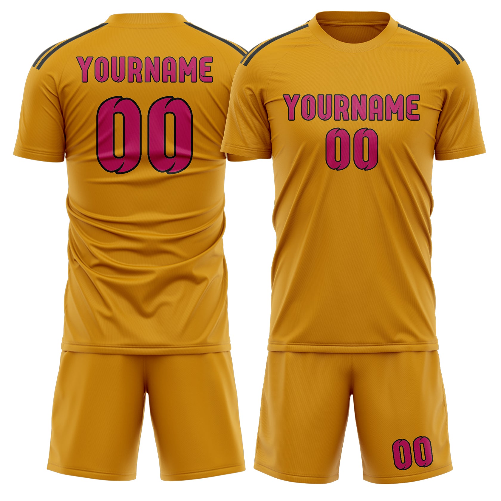 Maßgeschneidertes Professionelles Gelb Rosarot Fußballtrikot-Set