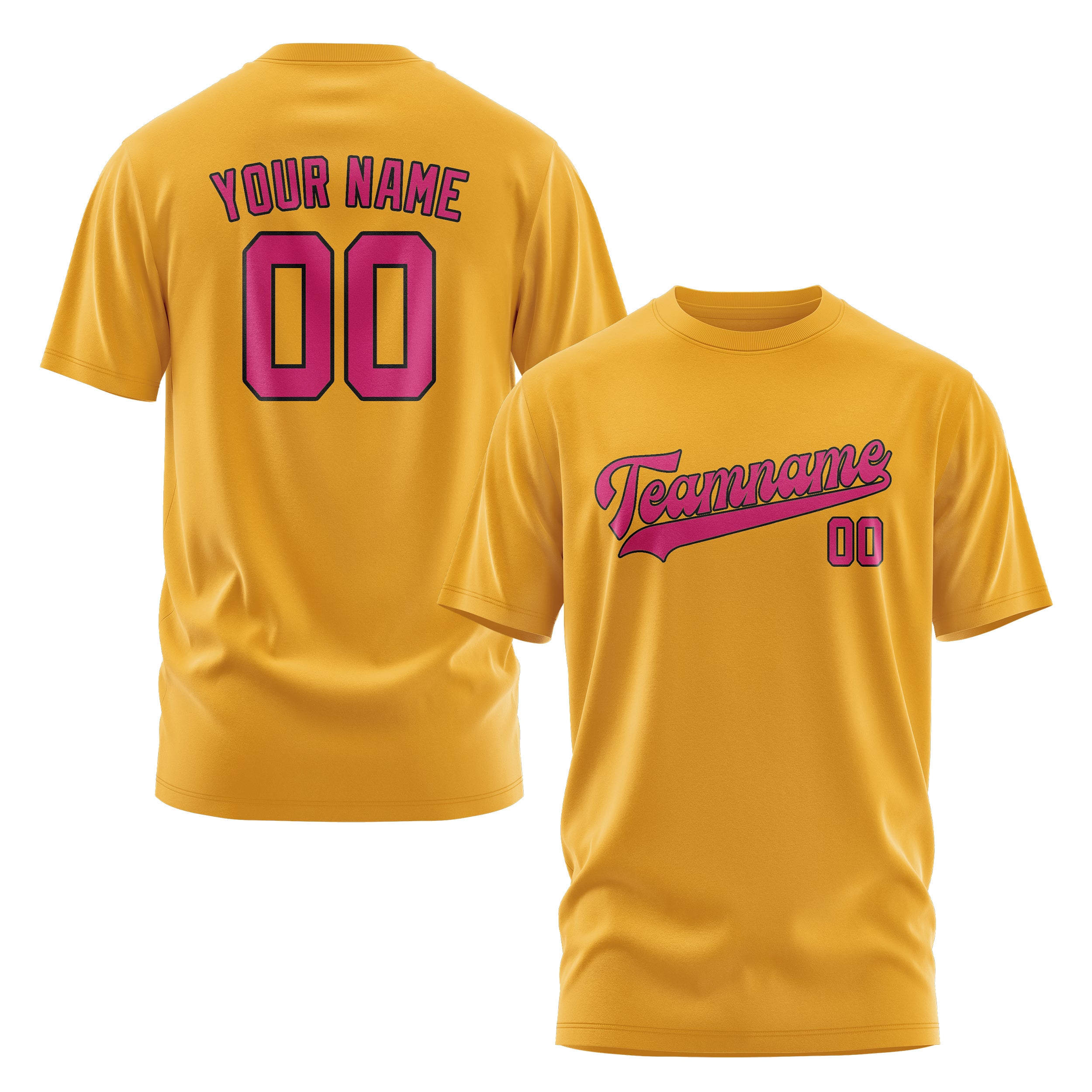 Maßgeschneidertes Gelb Rosarot T-Shirt