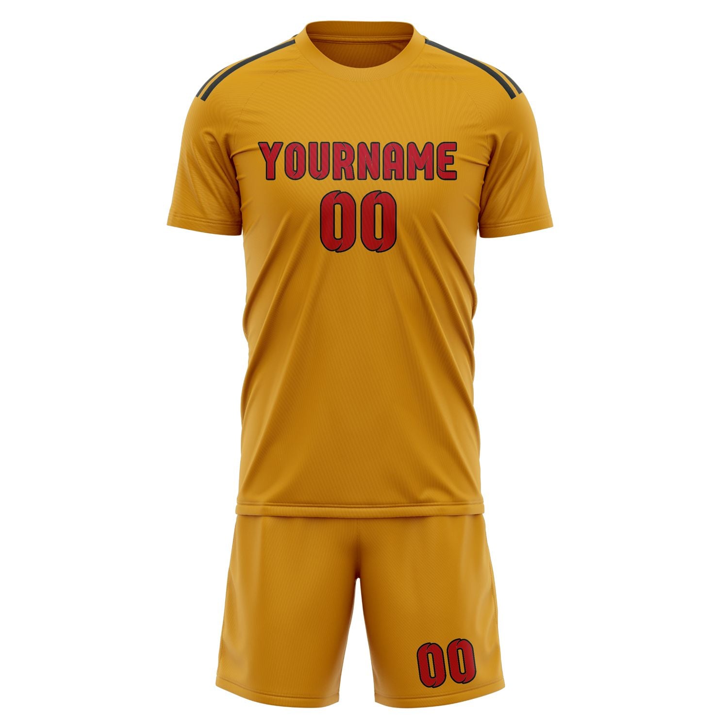 Maßgeschneidertes Professionelles Gelb Rot Fußballtrikot-Set
