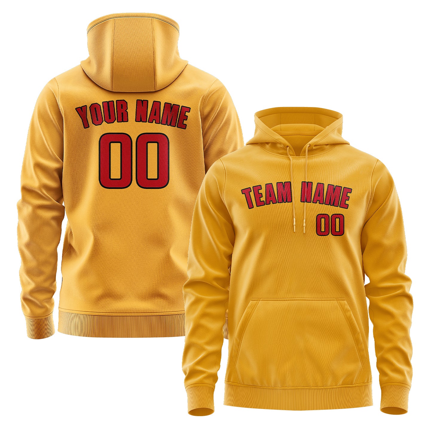 Maßgeschneidertes Gelb Rot Hoodie