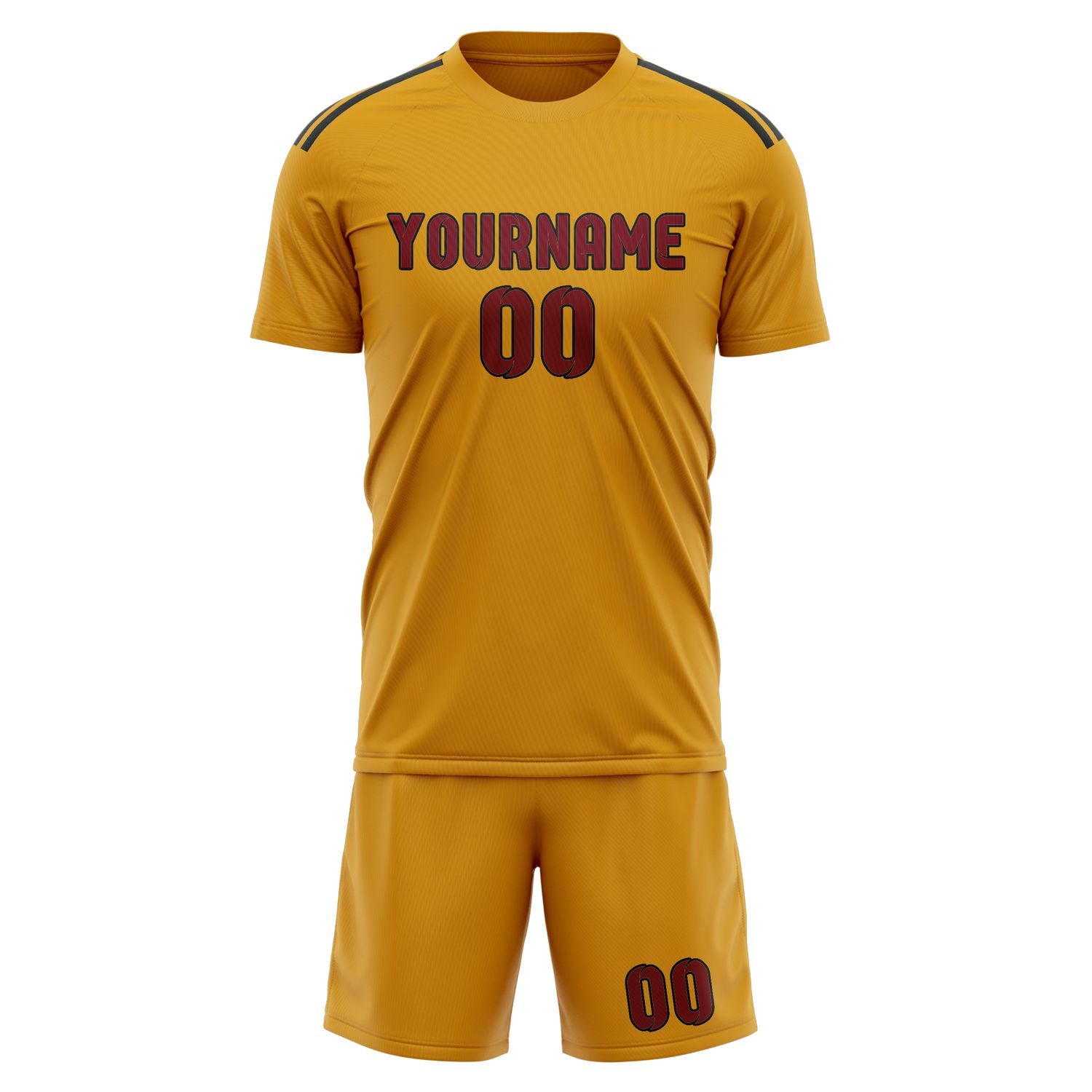 Maßgeschneidertes Professionelles Gelb Karmesinrot Fußballtrikot-Set