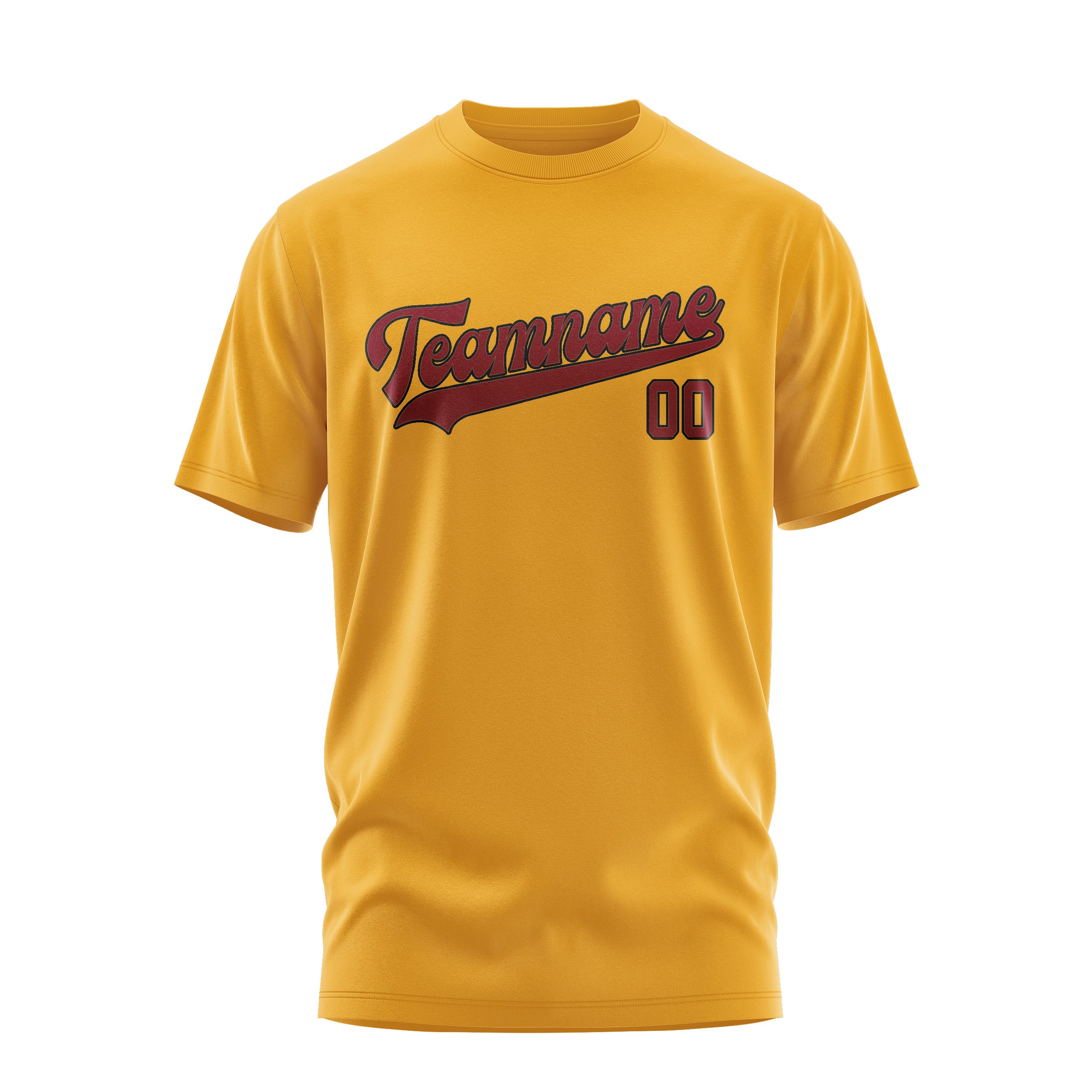 Maßgeschneidertes Gelb Karmesinrot T-Shirt
