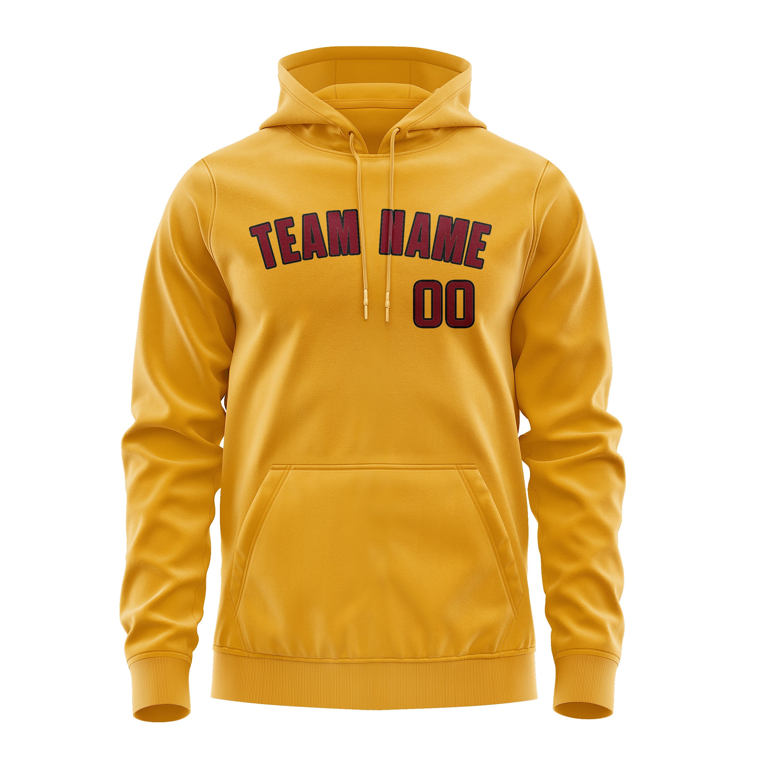 Maßgeschneidertes Gelb Karmesinrot Hoodie