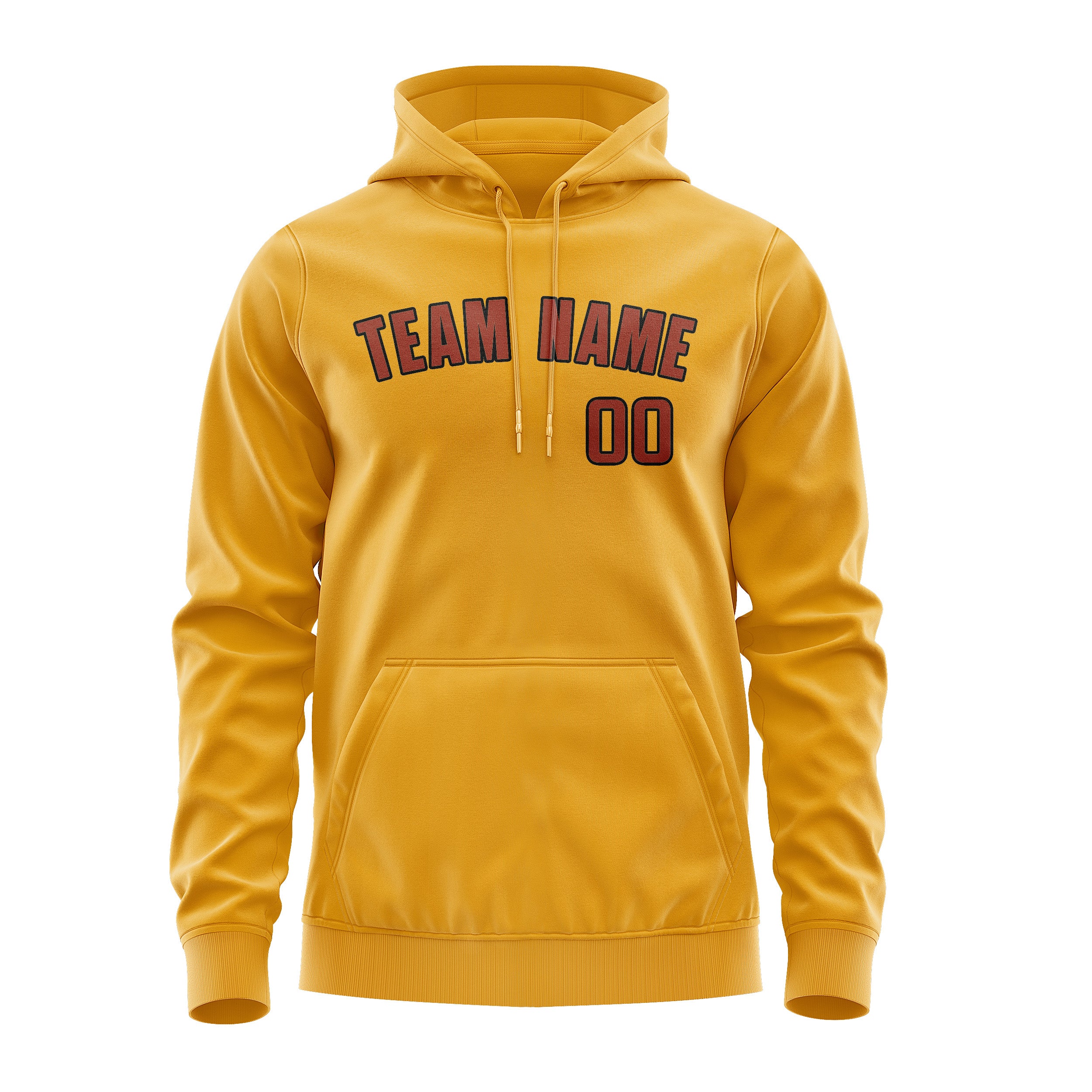 Maßgeschneidertes Gelb Korallenrot Hoodie