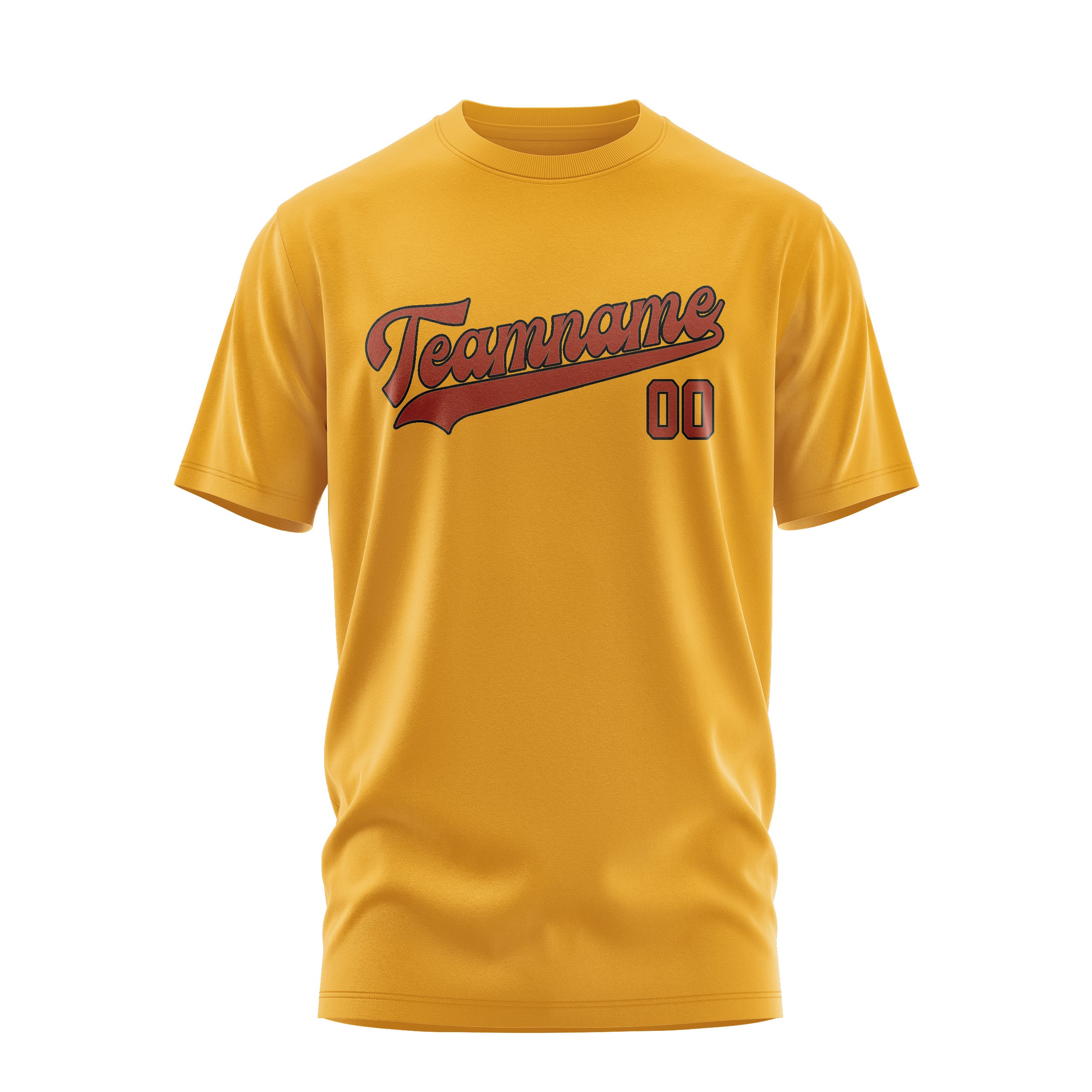 Maßgeschneidertes Gelb Korallenrot T-Shirt