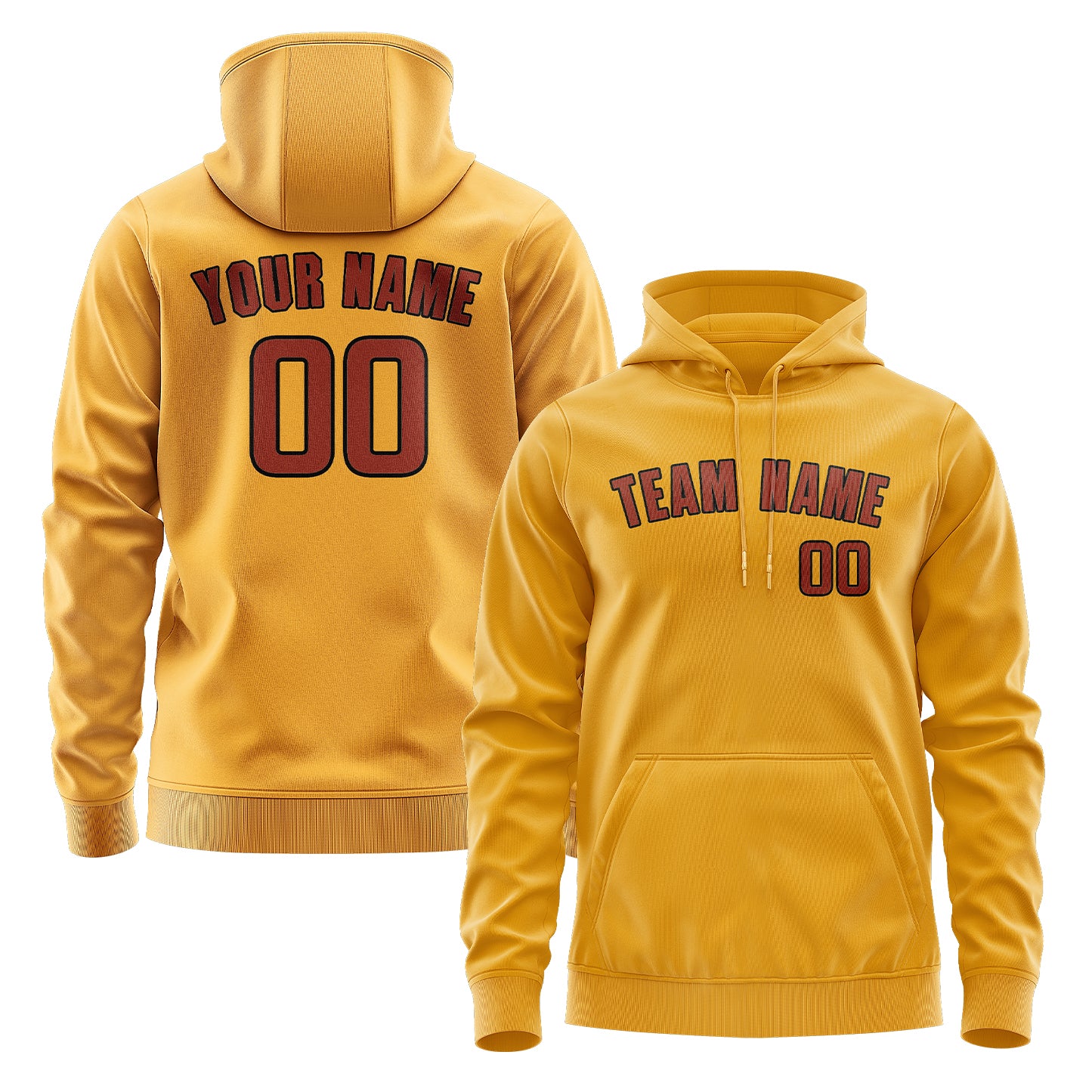 Maßgeschneidertes Gelb Korallenrot Hoodie