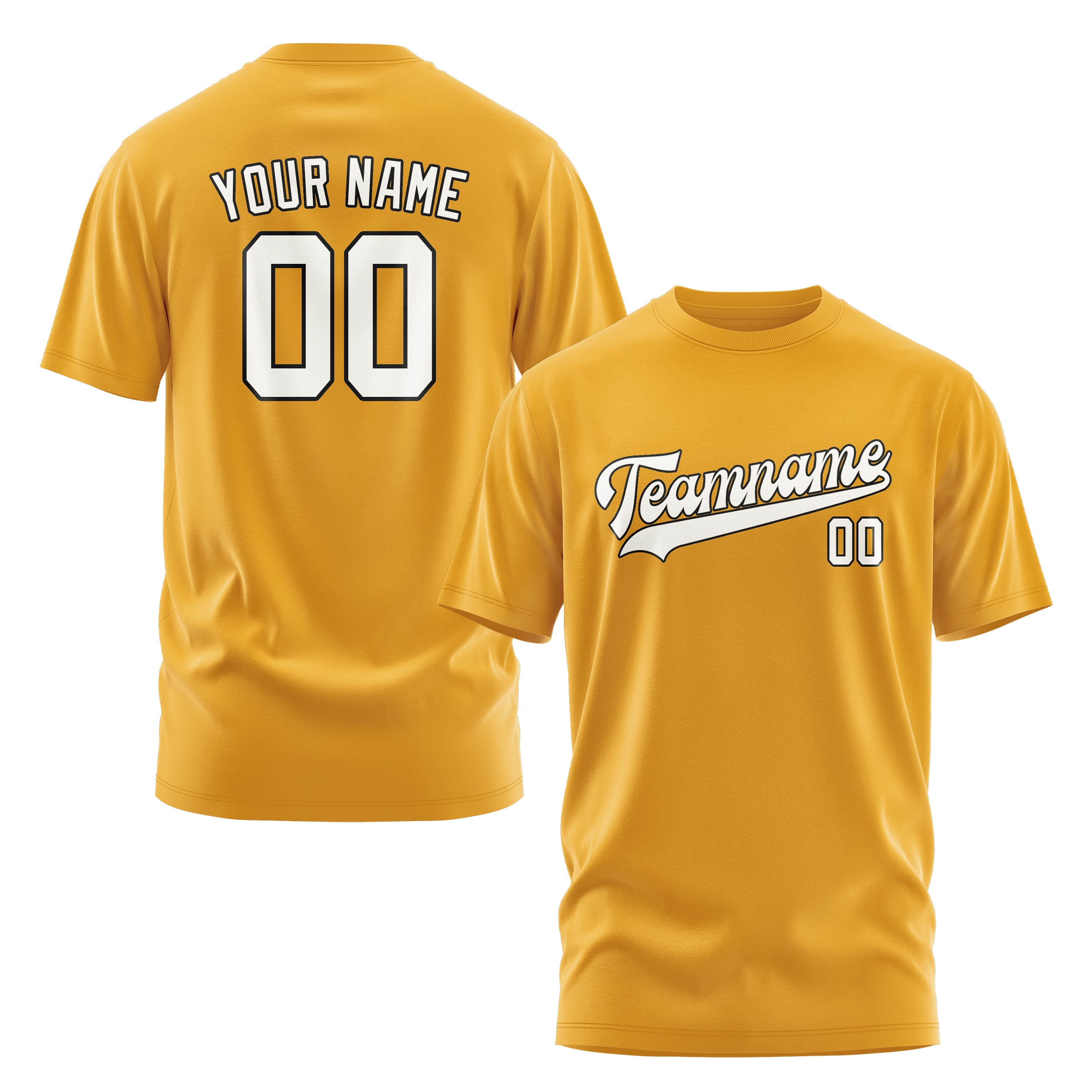 Maßgeschneidertes Gelb Weiß T-Shirt