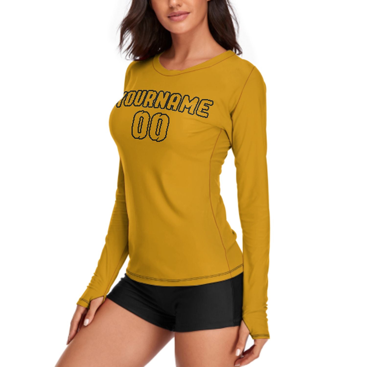 Maßgeschneidertes Gelb Gelb Damen Langarmshirt
