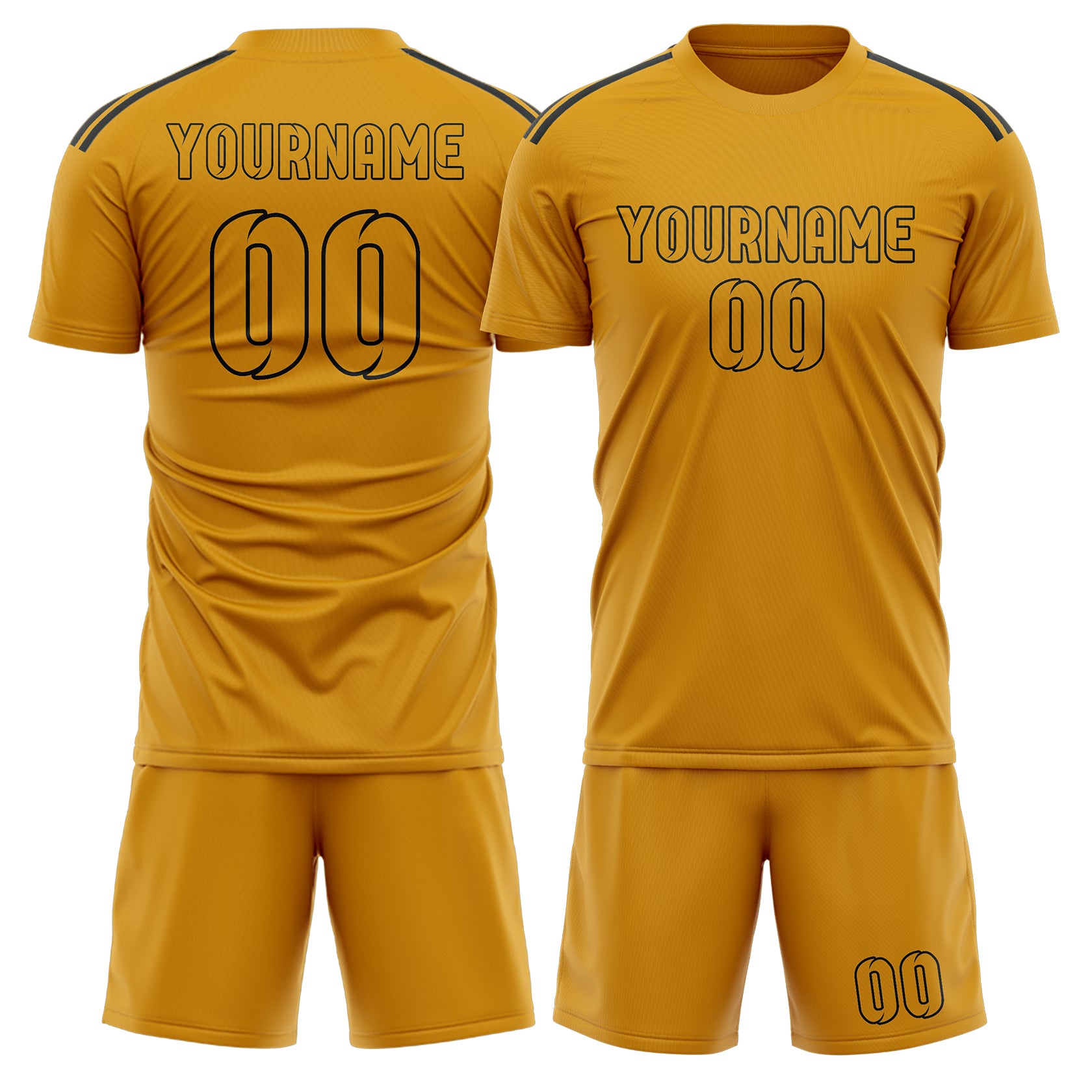 Maßgeschneidertes Professionelles Gelb Gelb Fußballtrikot-Set