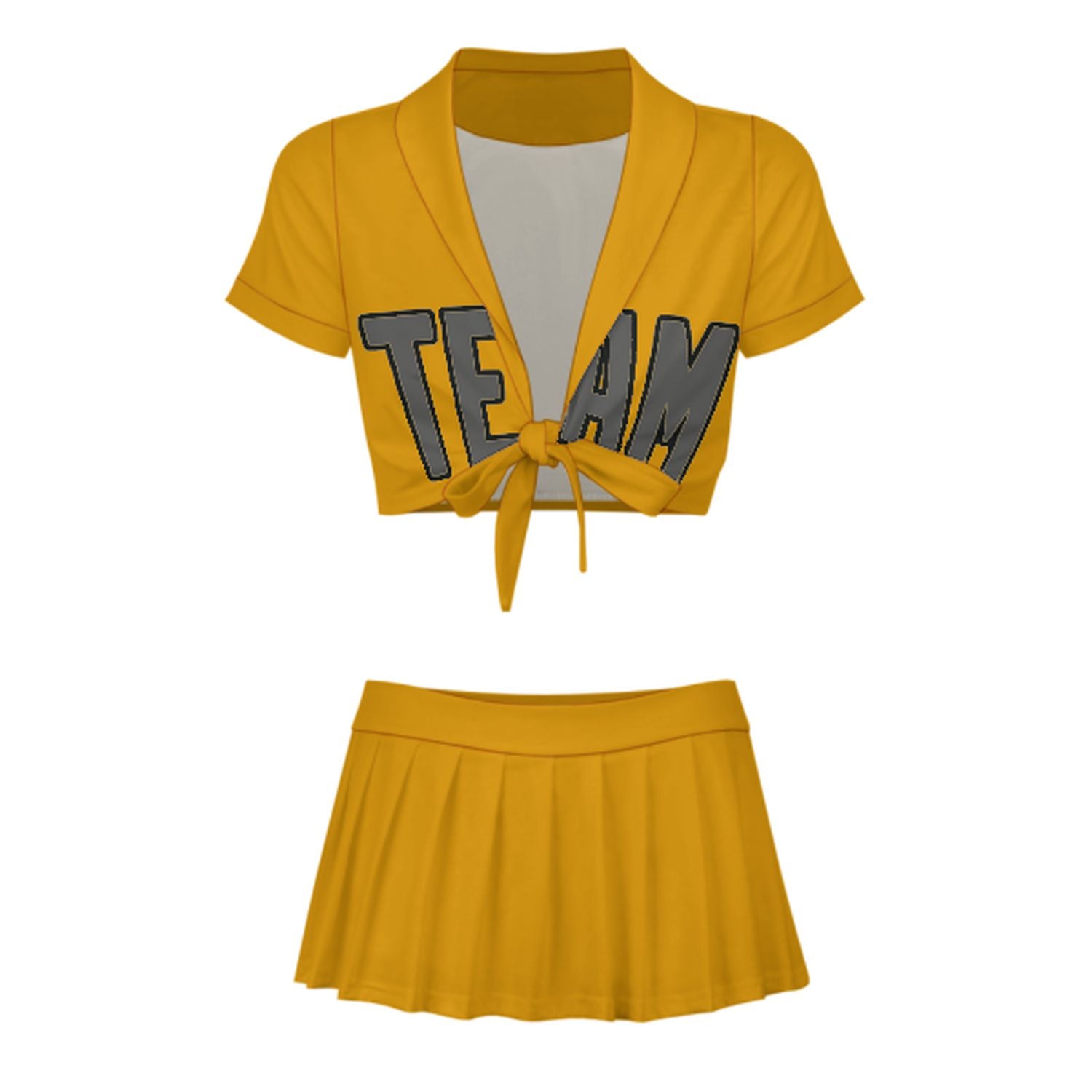 Maßgeschneidertes Gelb Dunkelgrau Cheerleader Outfit Set