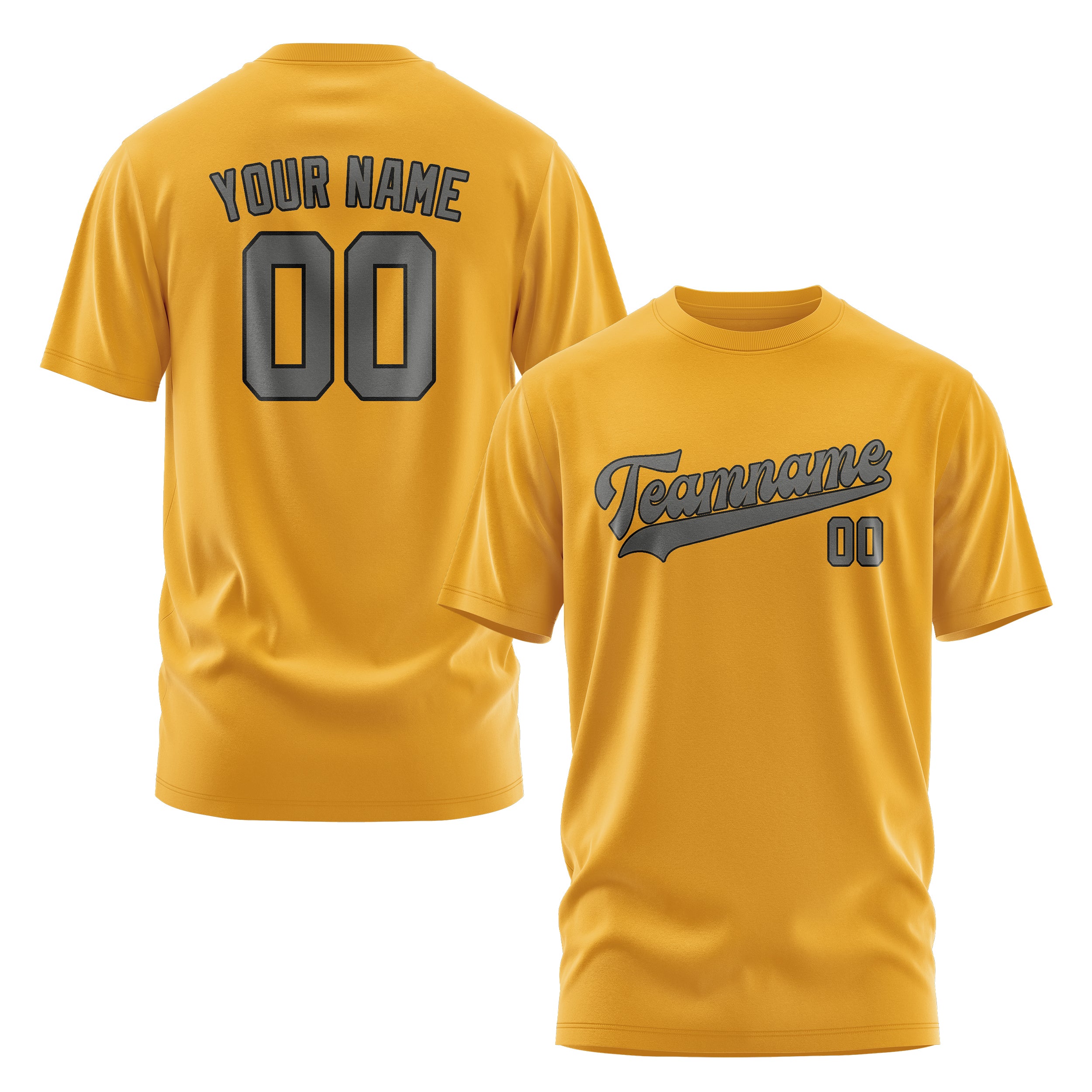 Maßgeschneidertes Gelb Dunkelgrau T-Shirt