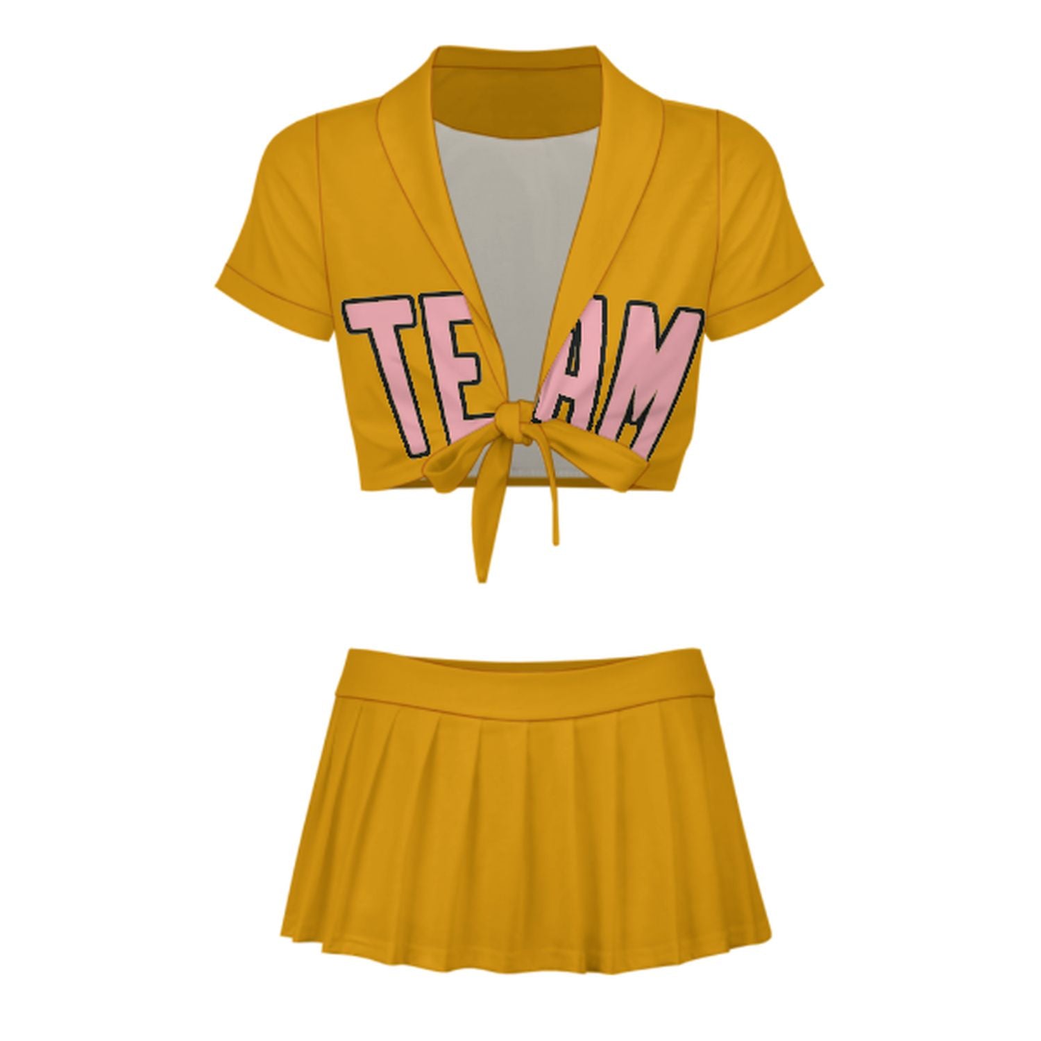 Maßgeschneidertes Gelb Rosa Cheerleader Outfit Set