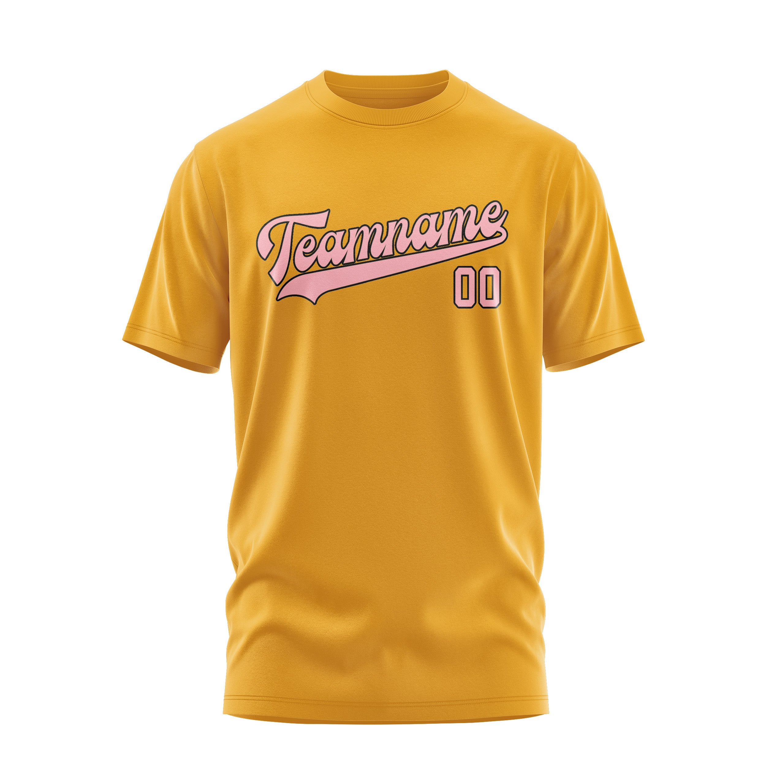 Maßgeschneidertes Gelb Rosa T-Shirt
