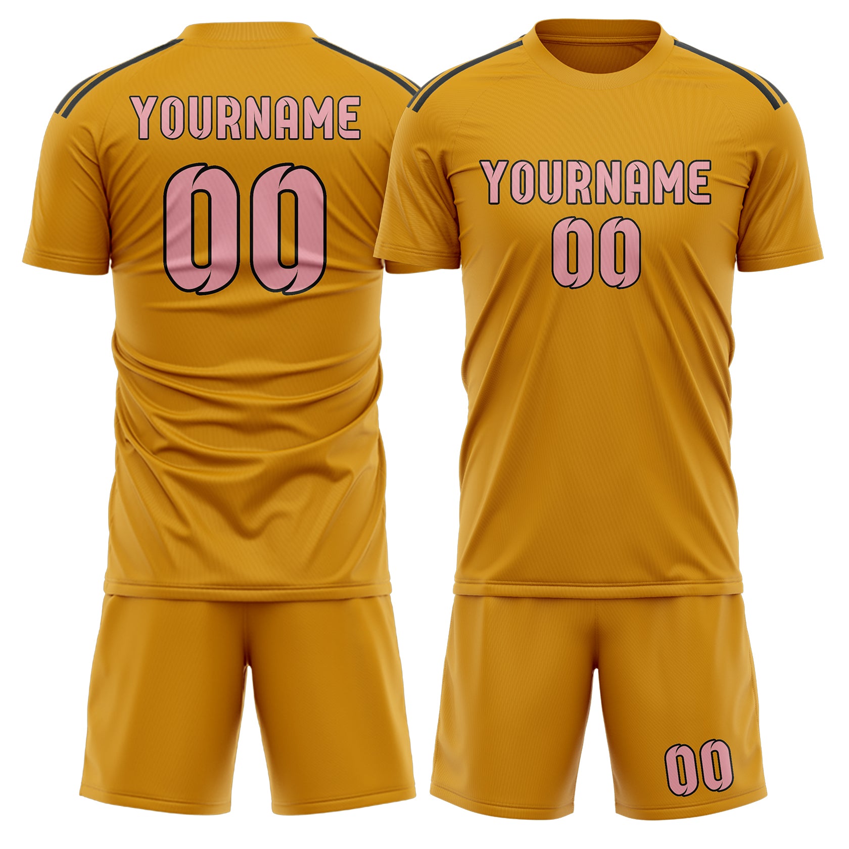 Maßgeschneidertes Professionelles Gelb Rosa Fußballtrikot-Set