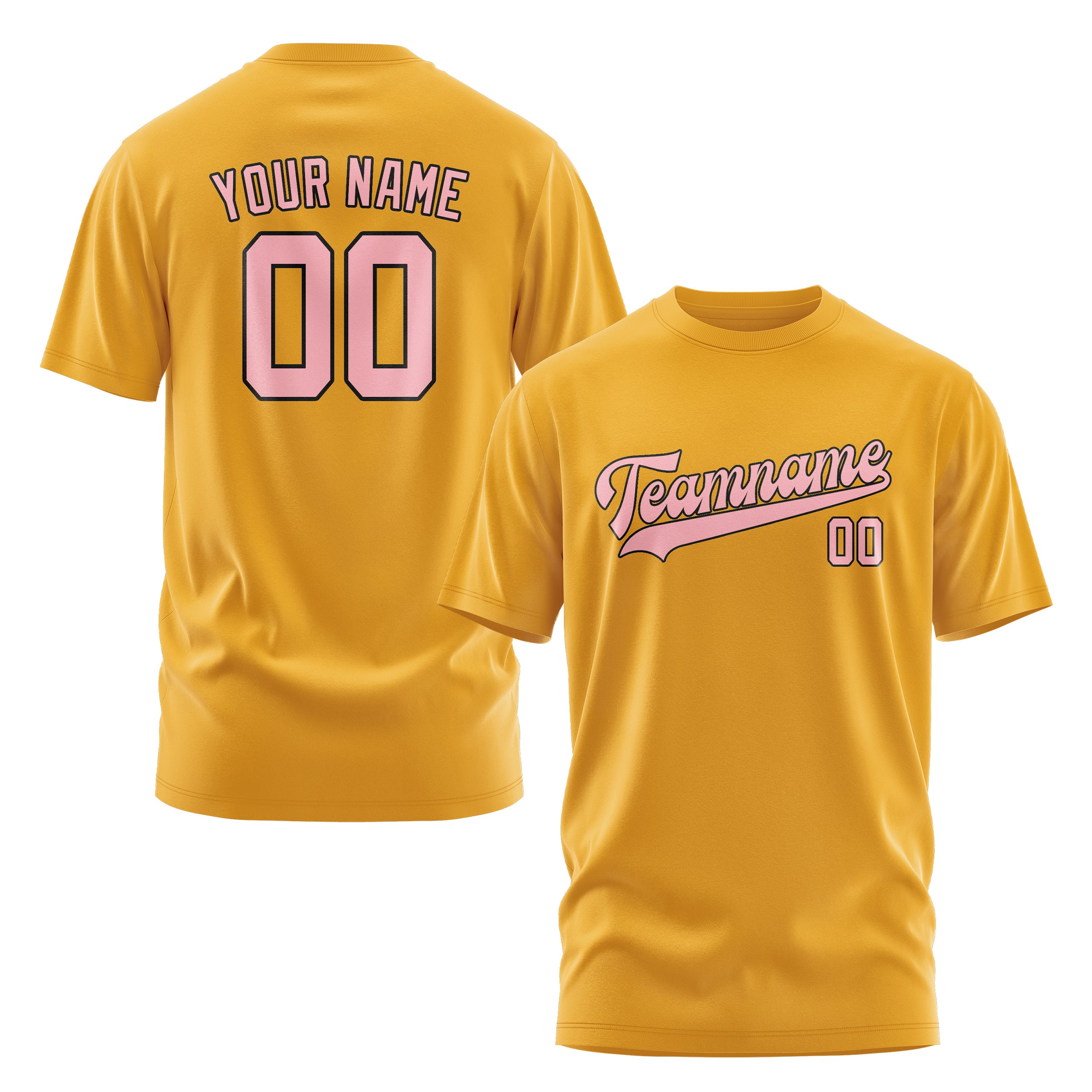 Maßgeschneidertes Gelb Rosa T-Shirt