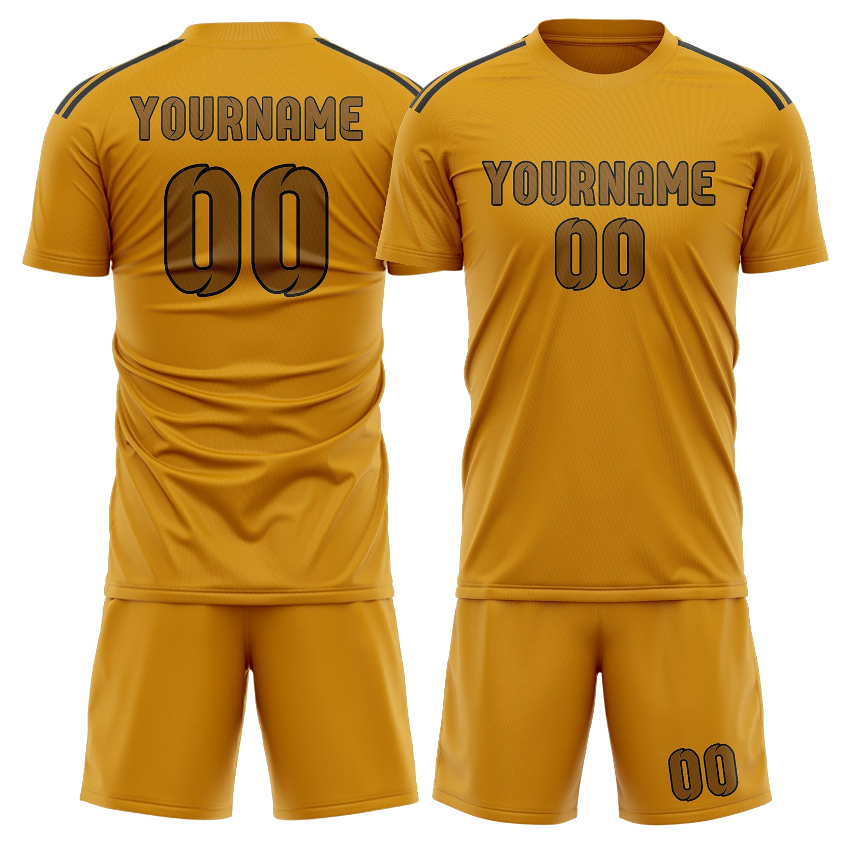 Maßgeschneidertes Professionelles Gelb Khaki Fußballtrikot-Set