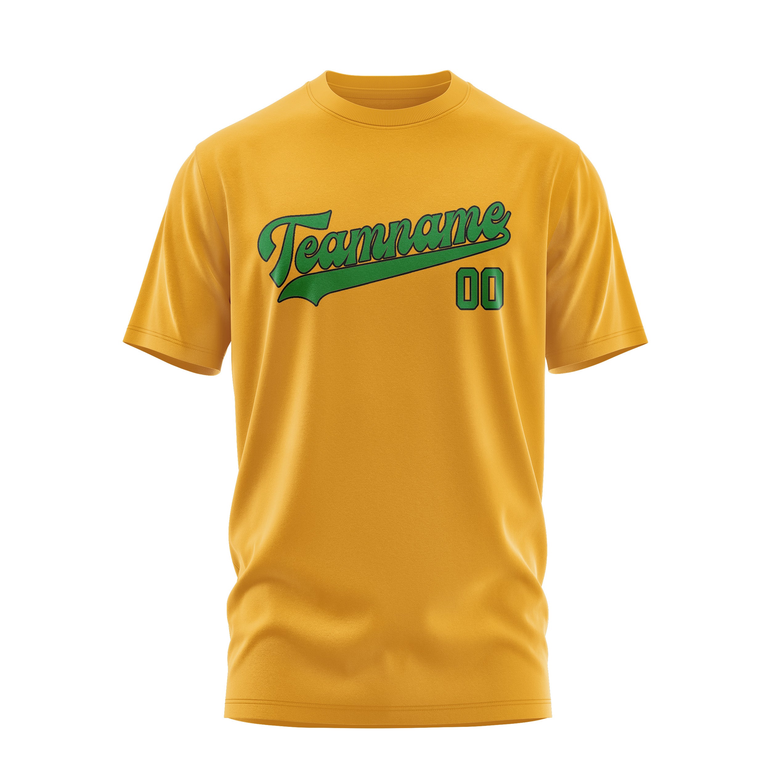 Maßgeschneidertes Gelb Smaragdgrün T-Shirt