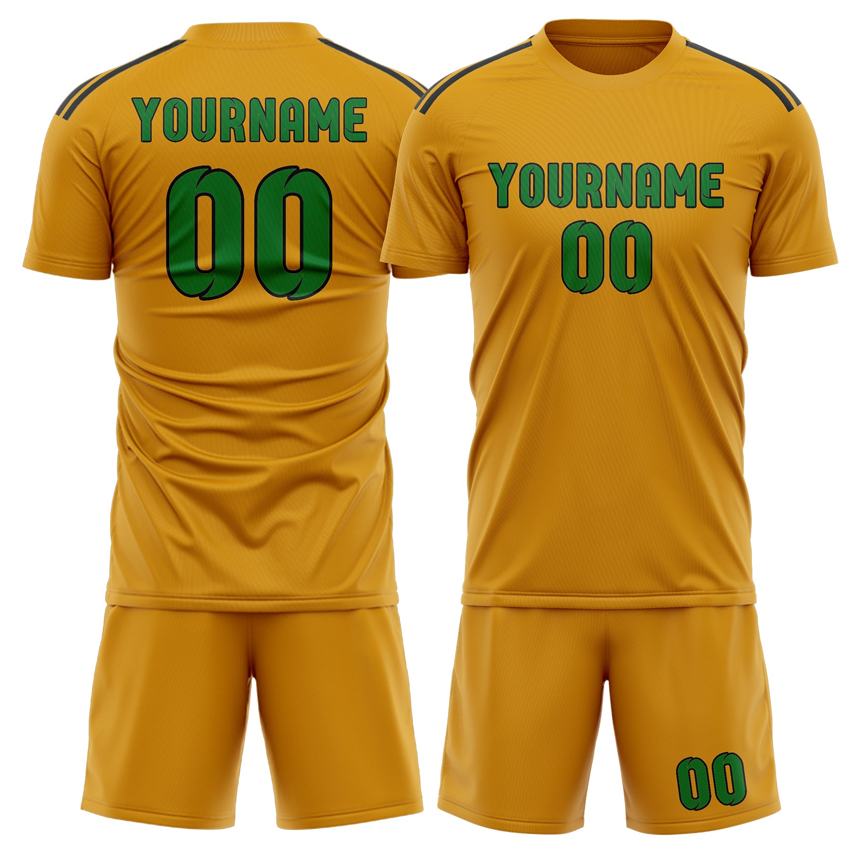 Maßgeschneidertes Professionelles Gelb Smaragdgrün Fußballtrikot-Set