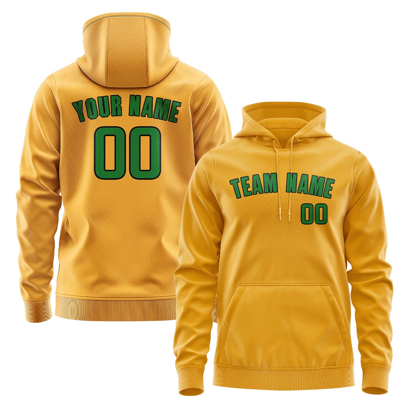 Maßgeschneidertes Gelb Smaragdgrün Hoodie