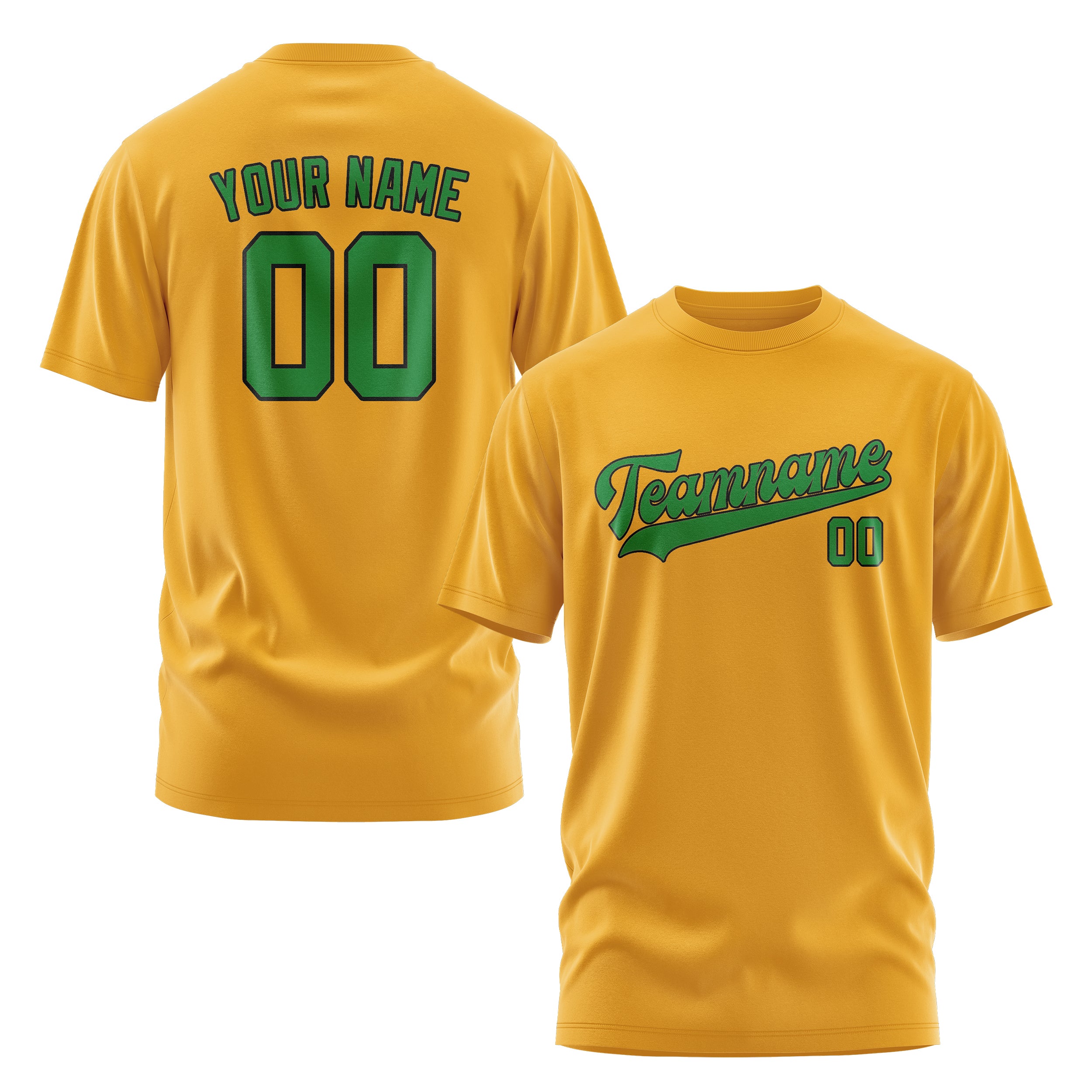 Maßgeschneidertes Gelb Smaragdgrün T-Shirt
