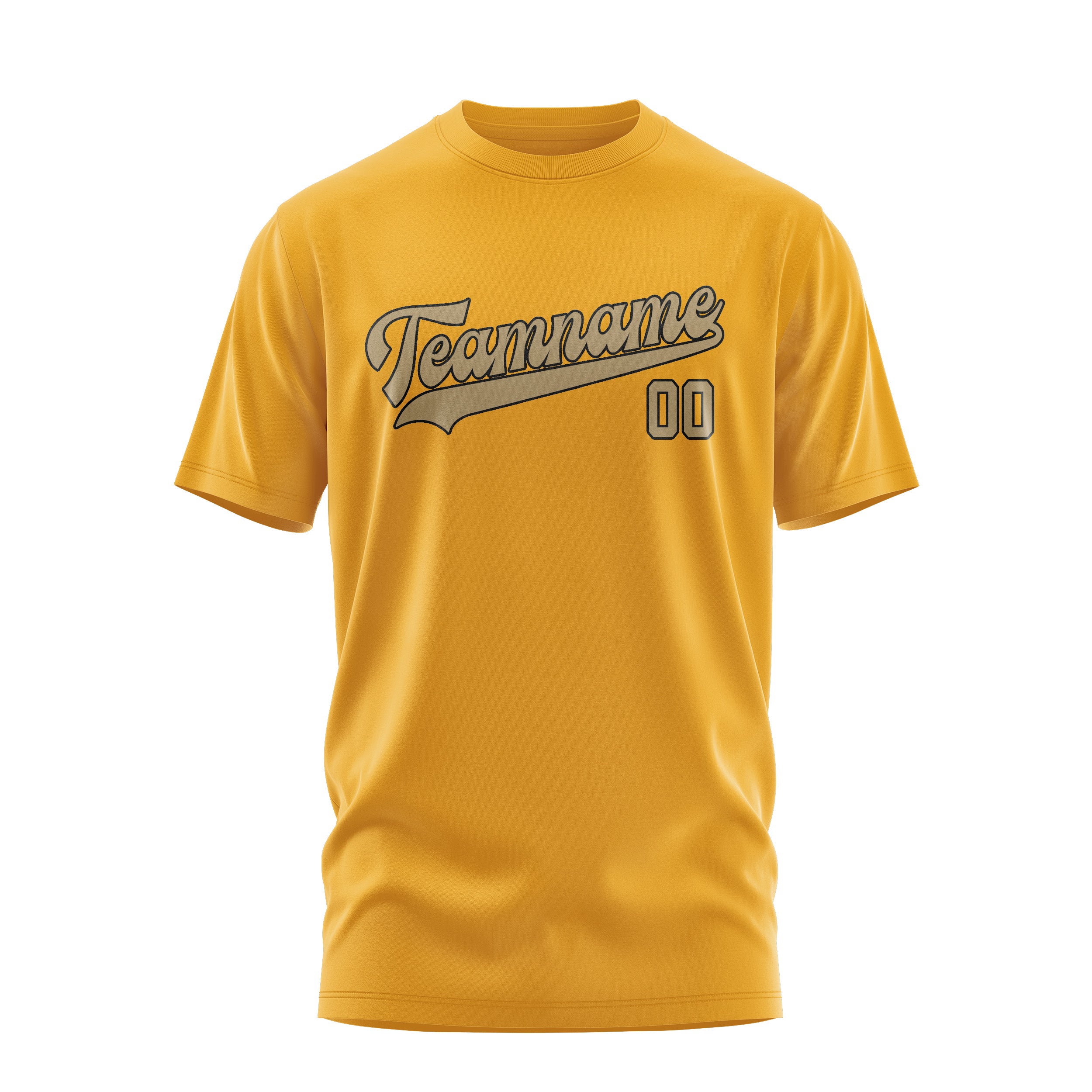 Maßgeschneidertes Gelb Hellkhaki T-Shirt