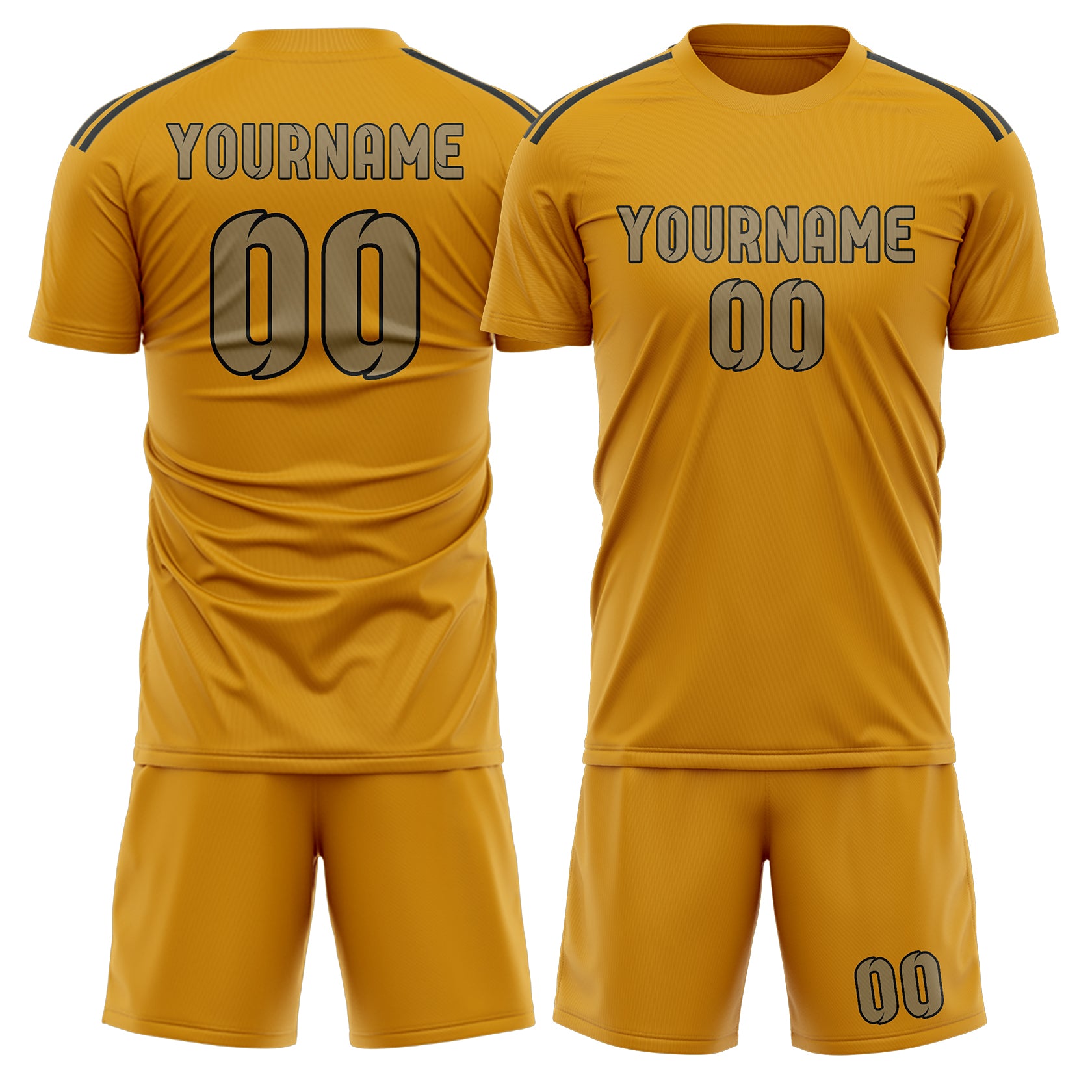 Maßgeschneidertes Professionelles Gelb Hellkhaki Fußballtrikot-Set