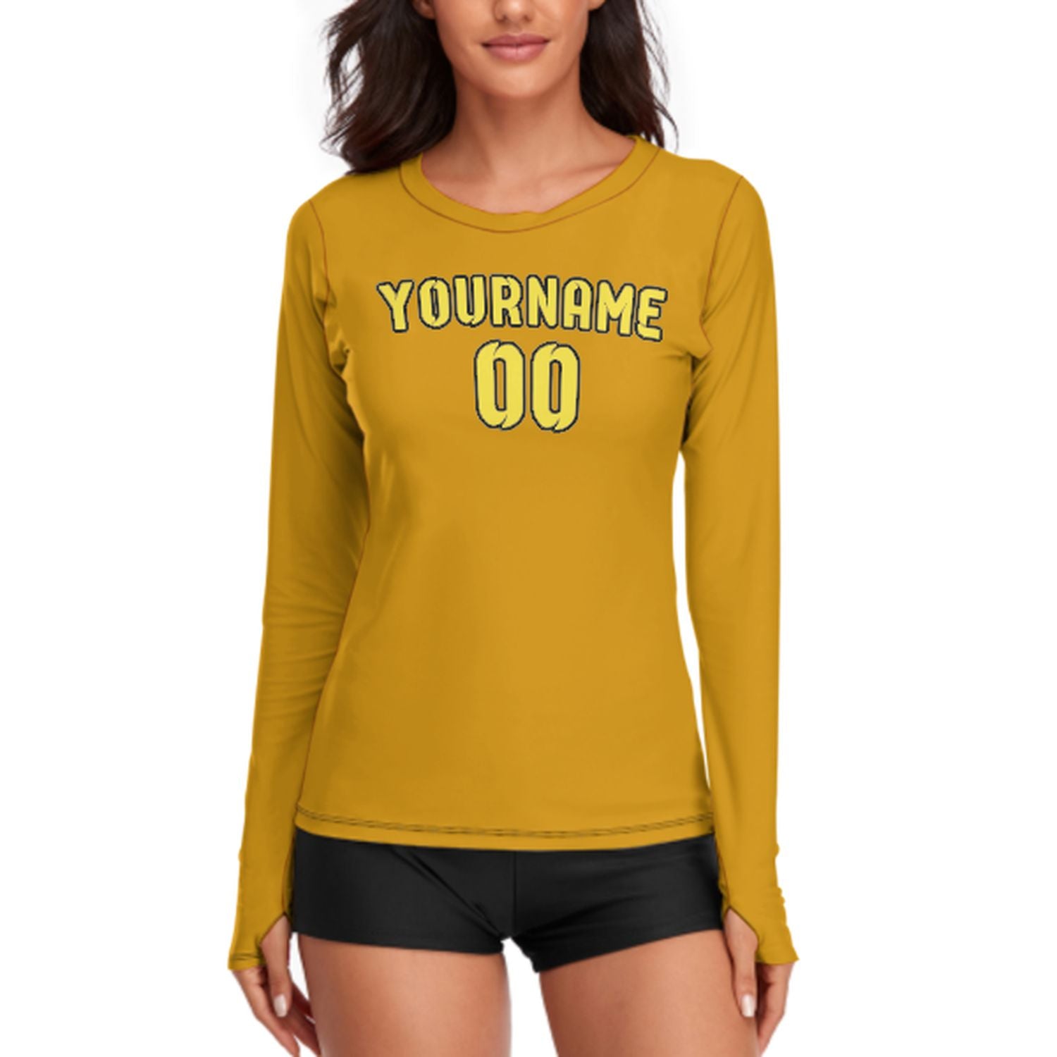 Maßgeschneidertes Gelb Blassgelb Damen Langarmshirt