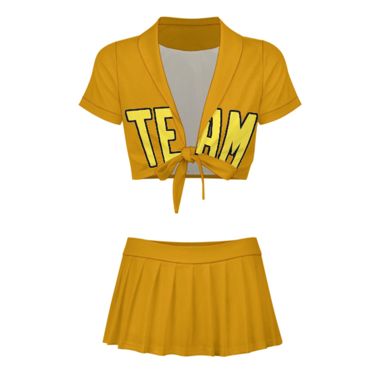 Maßgeschneidertes Gelb Blassgelb Cheerleader Outfit Set