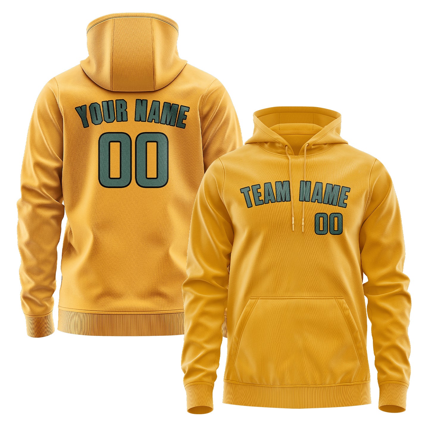 Maßgeschneidertes Gelb Blaugrün Hoodie