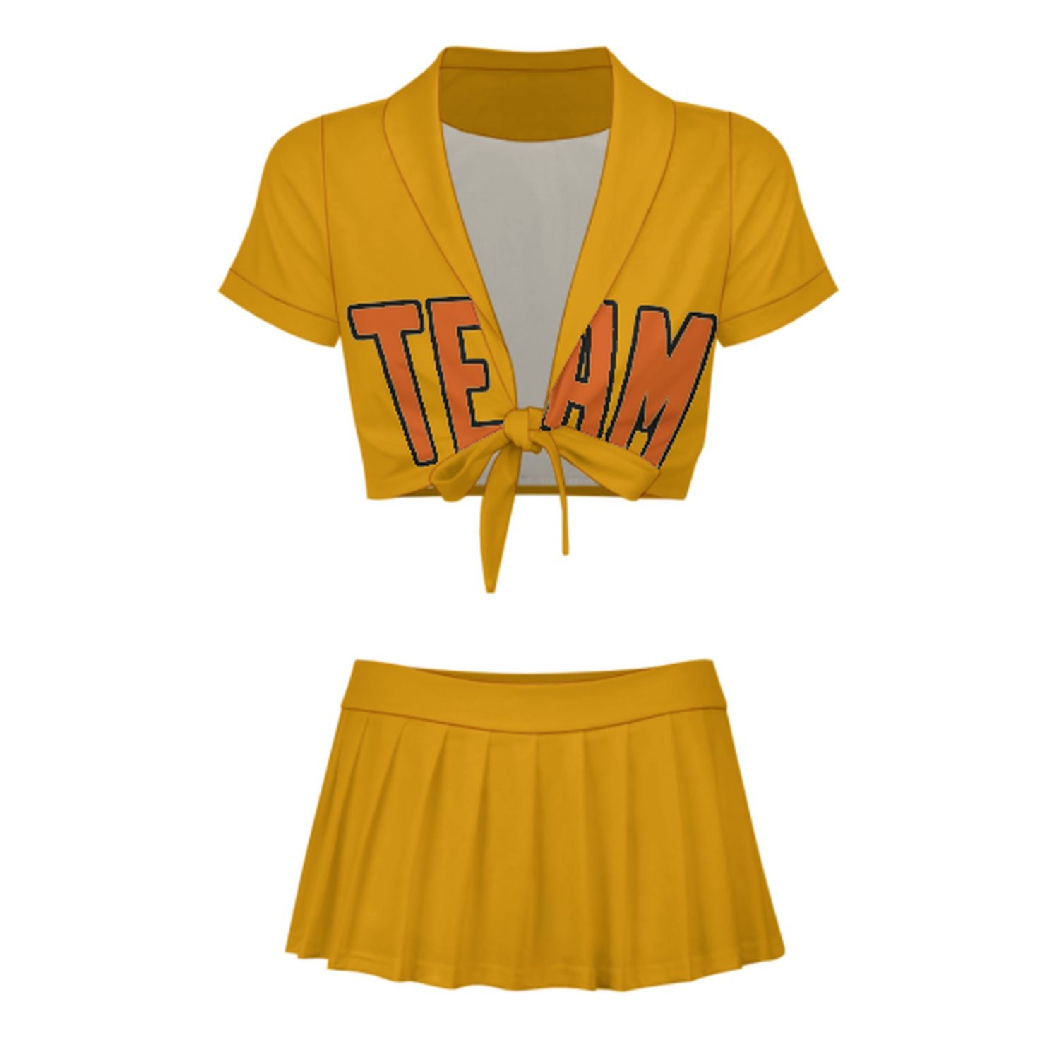 Maßgeschneidertes Gelb Orange Cheerleader Outfit Set
