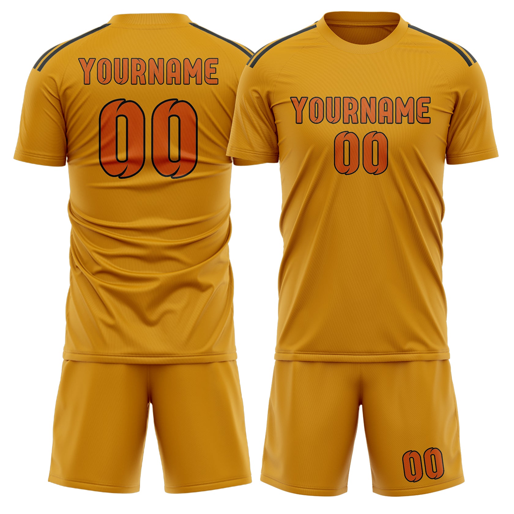 Maßgeschneidertes Professionelles Gelb Orange Fußballtrikot-Set