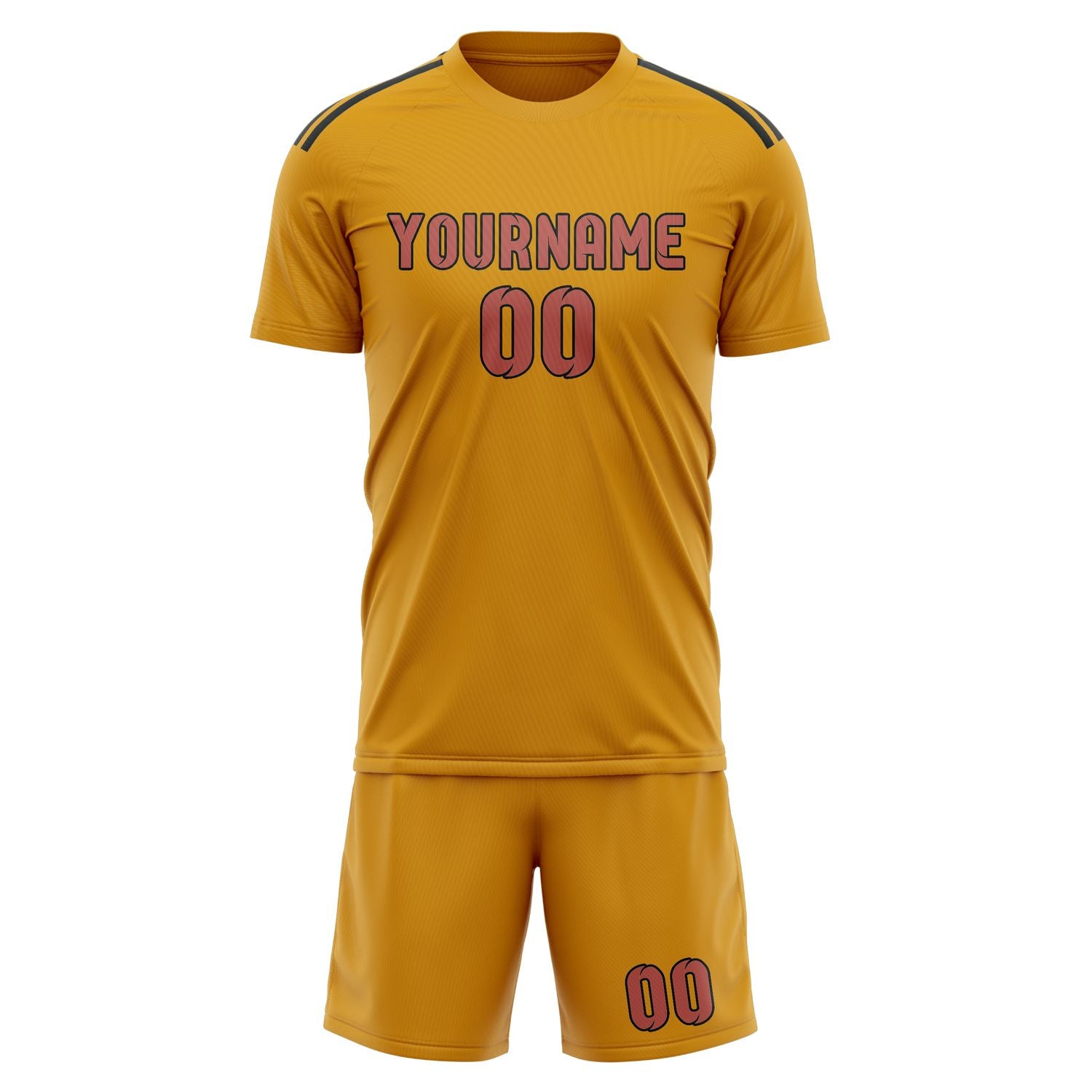Maßgeschneidertes Professionelles Gelb Kupferrose Fußballtrikot-Set