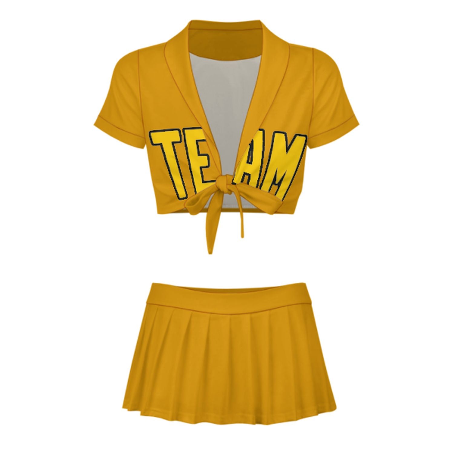 Maßgeschneidertes Gelb Gold Cheerleader Outfit Set