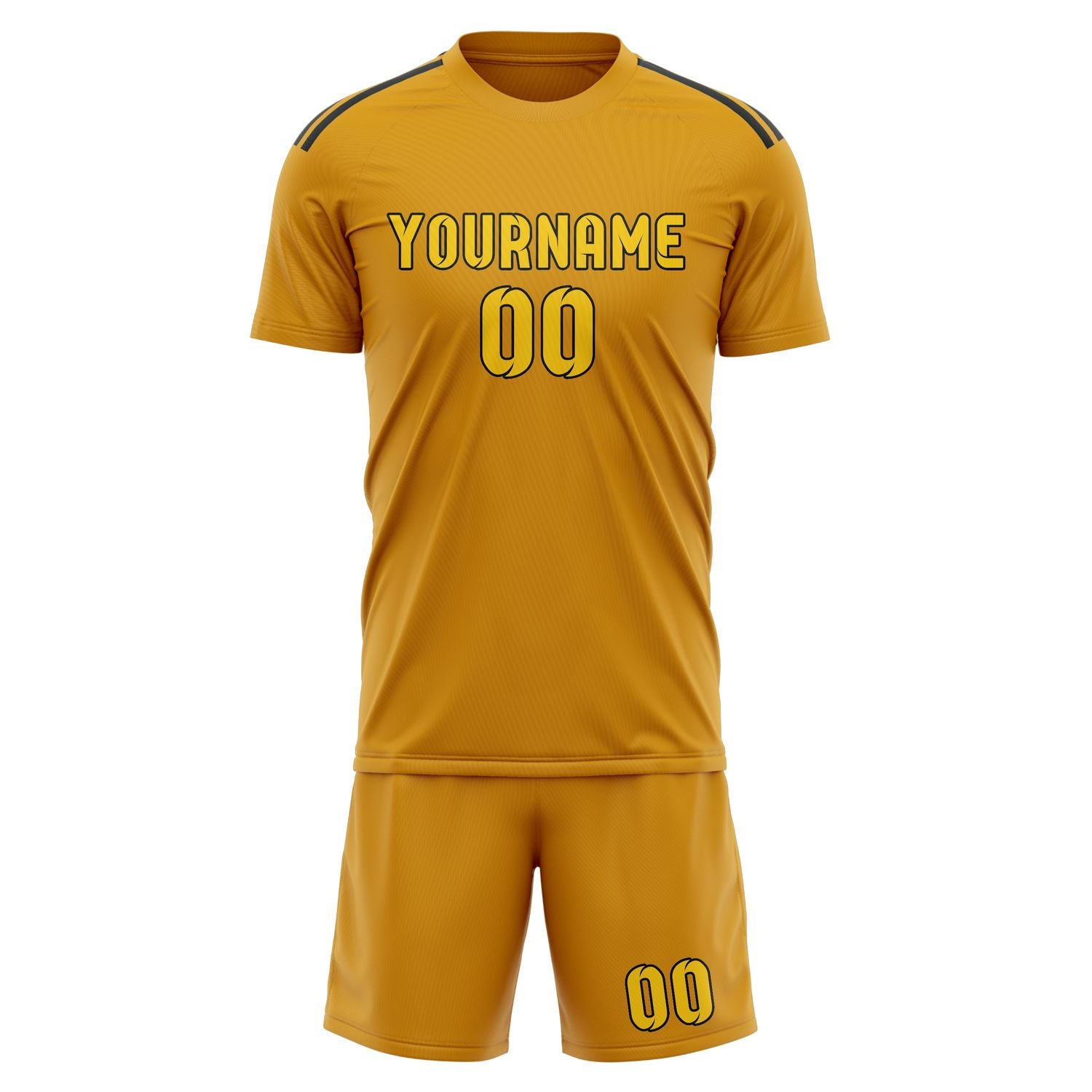 Maßgeschneidertes Professionelles Gelb Gold Fußballtrikot-Set