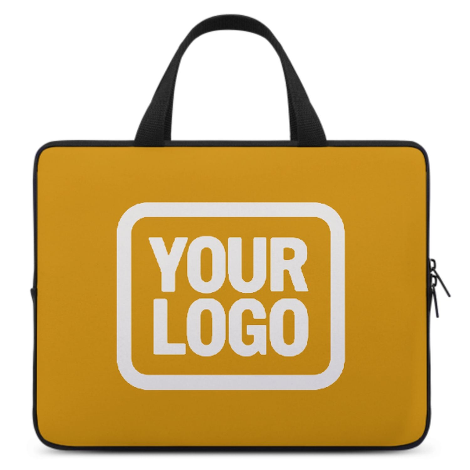 Borsa per laptop gialla e bianca personalizzata