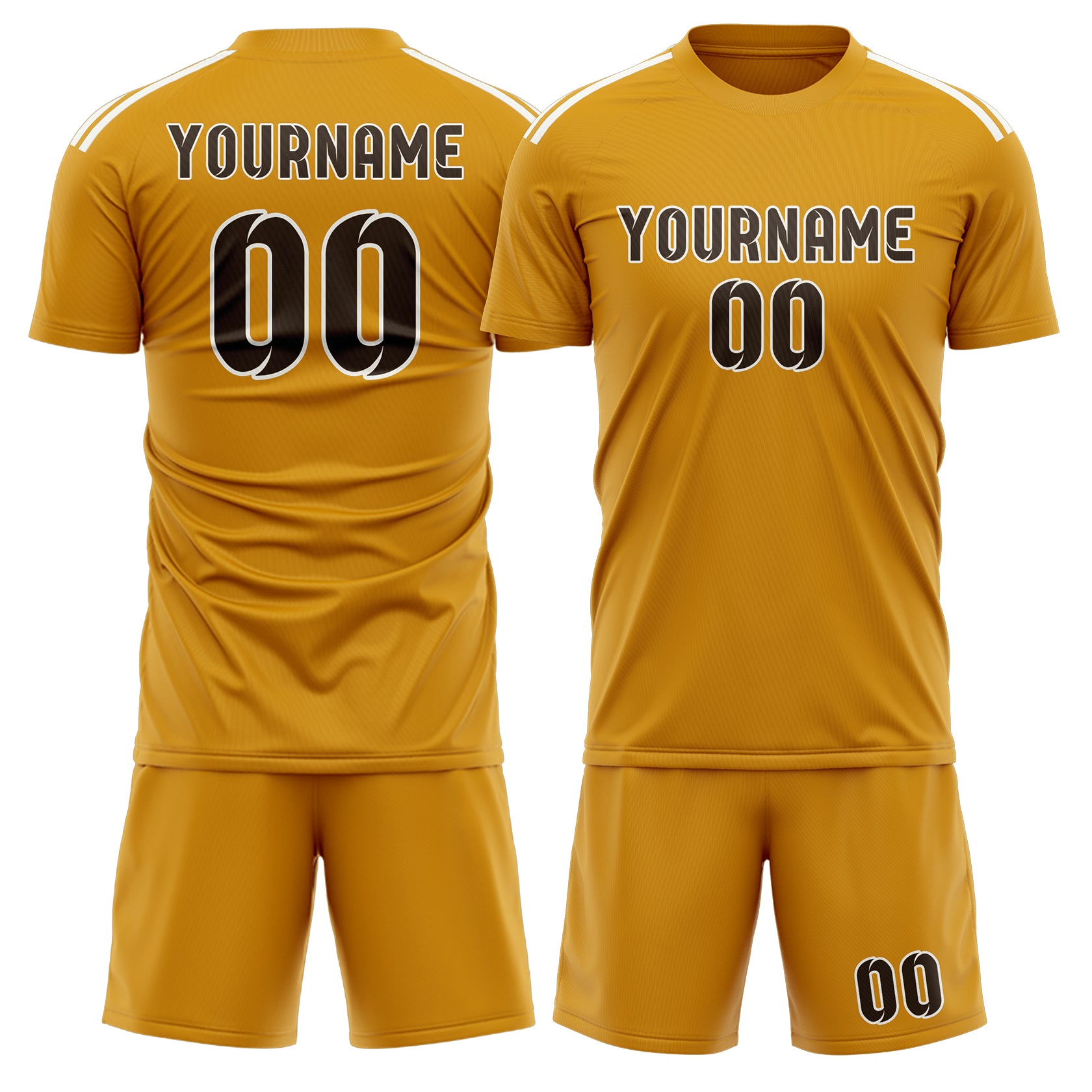 Maßgeschneidertes Professionelles Gelb Braun Fußballtrikot-Set