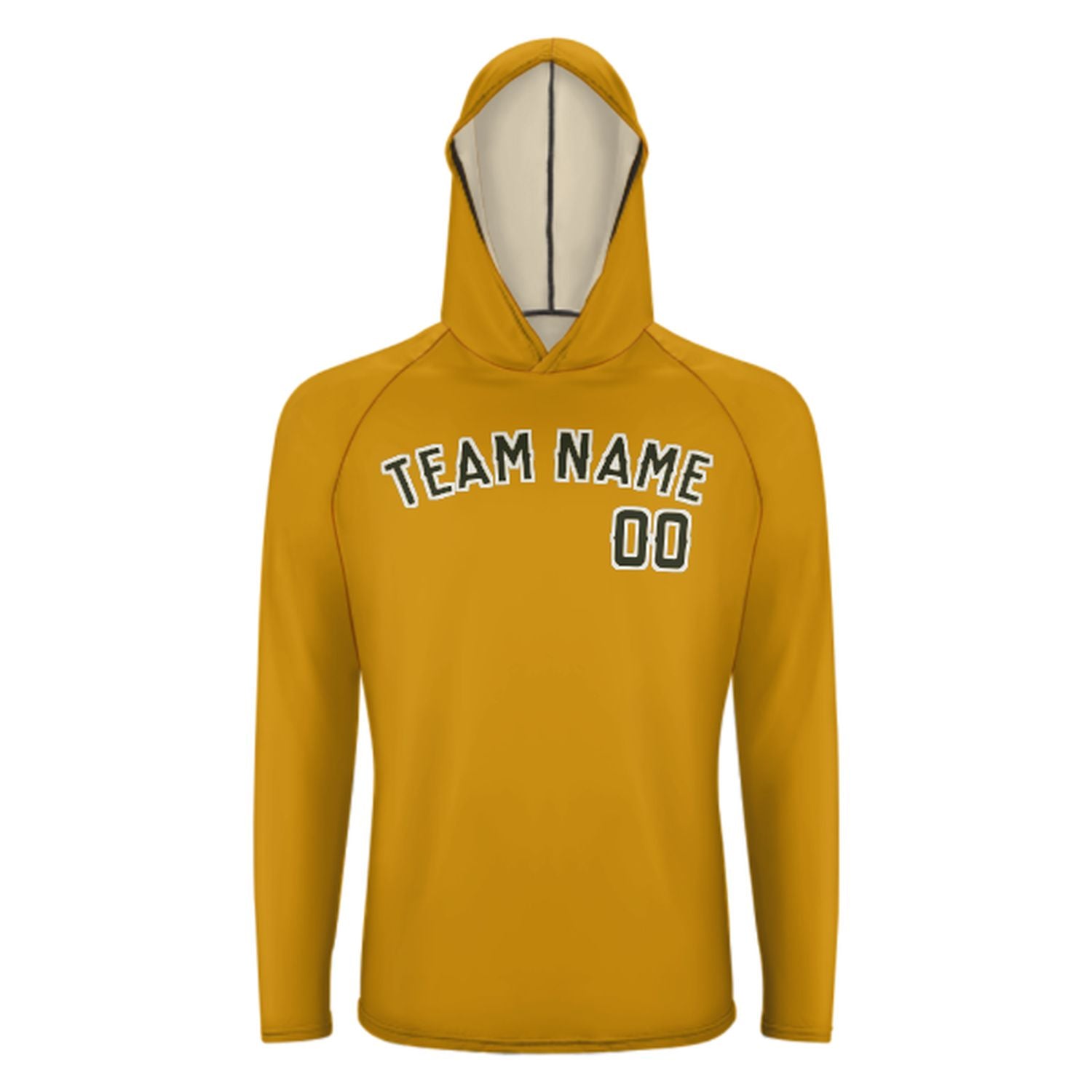 Na míru na míru žlutá tmavá tmavá olivová UV-hoodie
